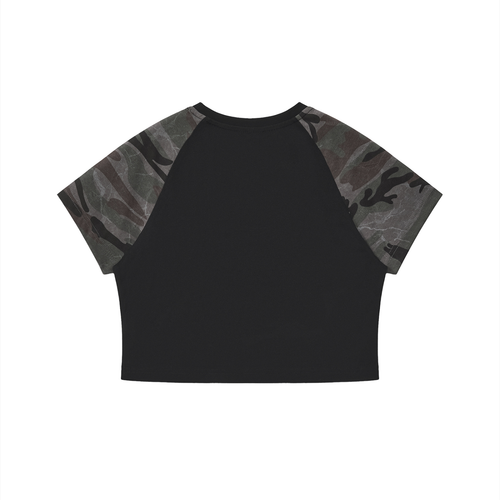 AllSheKnowIsHustle,ShesThePlug,Camo,Raglan,Croptop