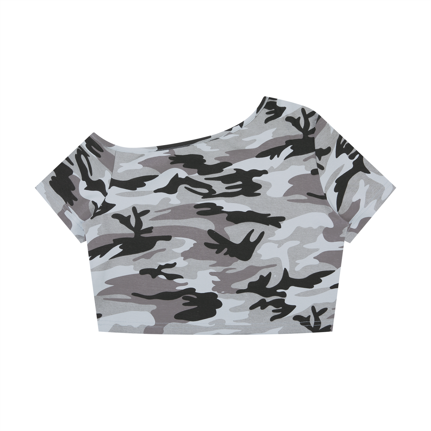 Women's Camo Off-Shoulder Crop T-Shirt - Shes the Plug
