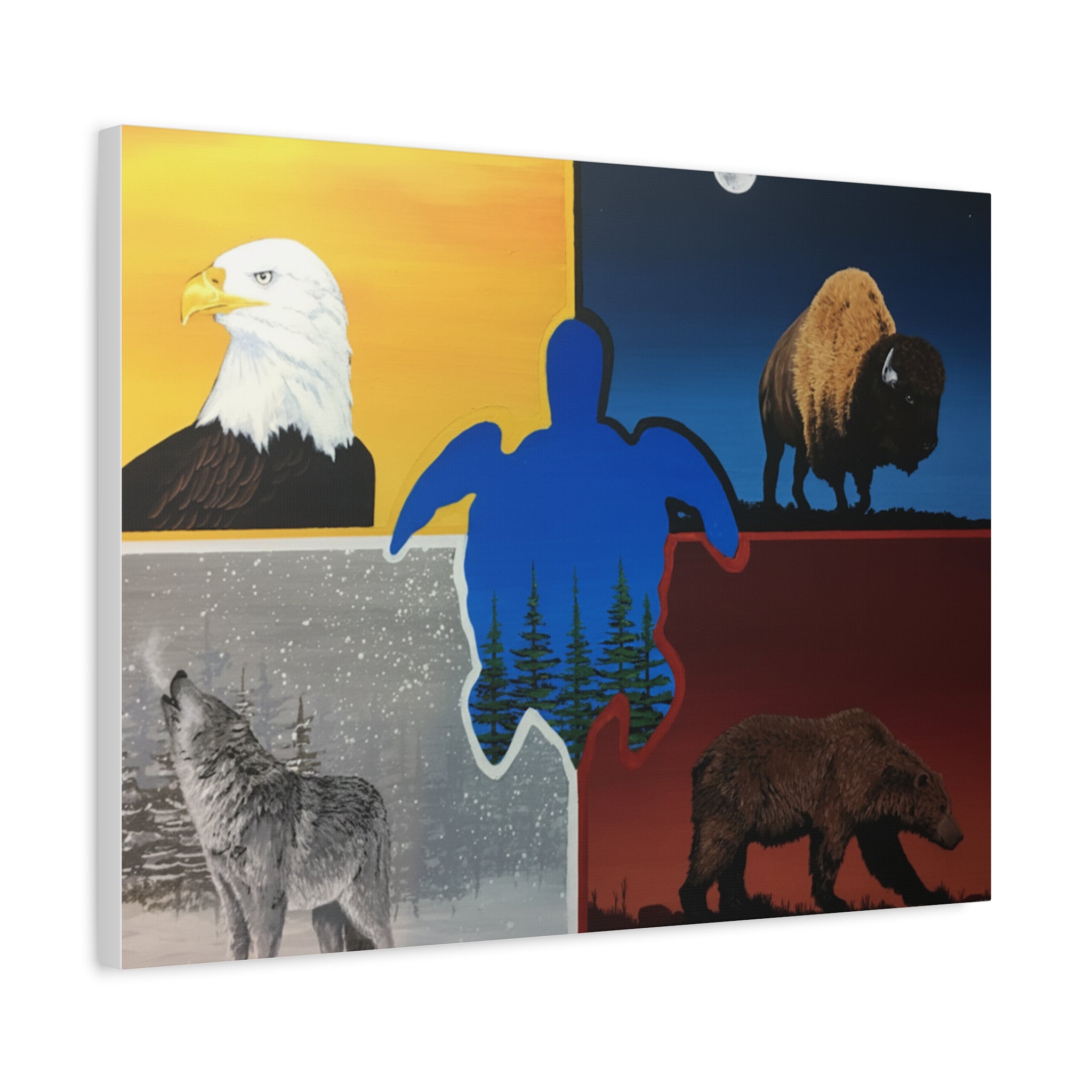 Medicine Wheel Matte Canvas Wall Art — Stretched 1.25" Sacred Native American Symbol