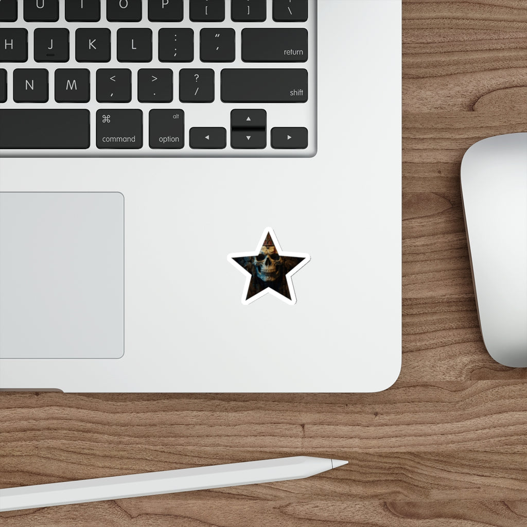 Skull Star Die-Cut Sticker — Gothic Pirate Skeleton Laptop Decal