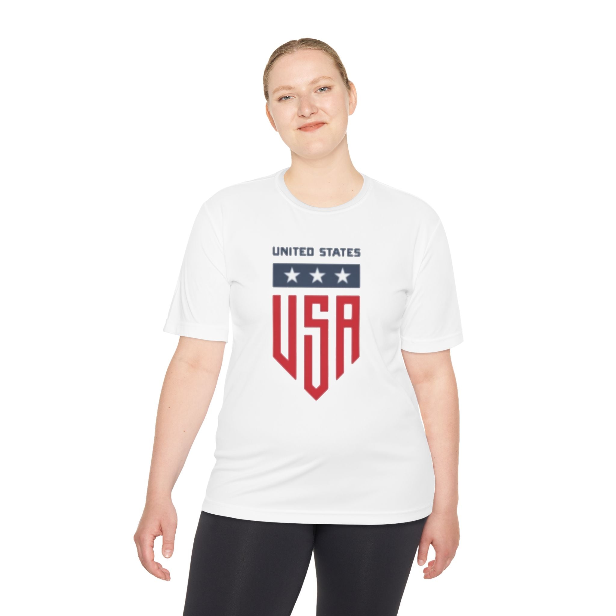 USA Shield Athletic Tee — United States Patriotic Sports Shirt