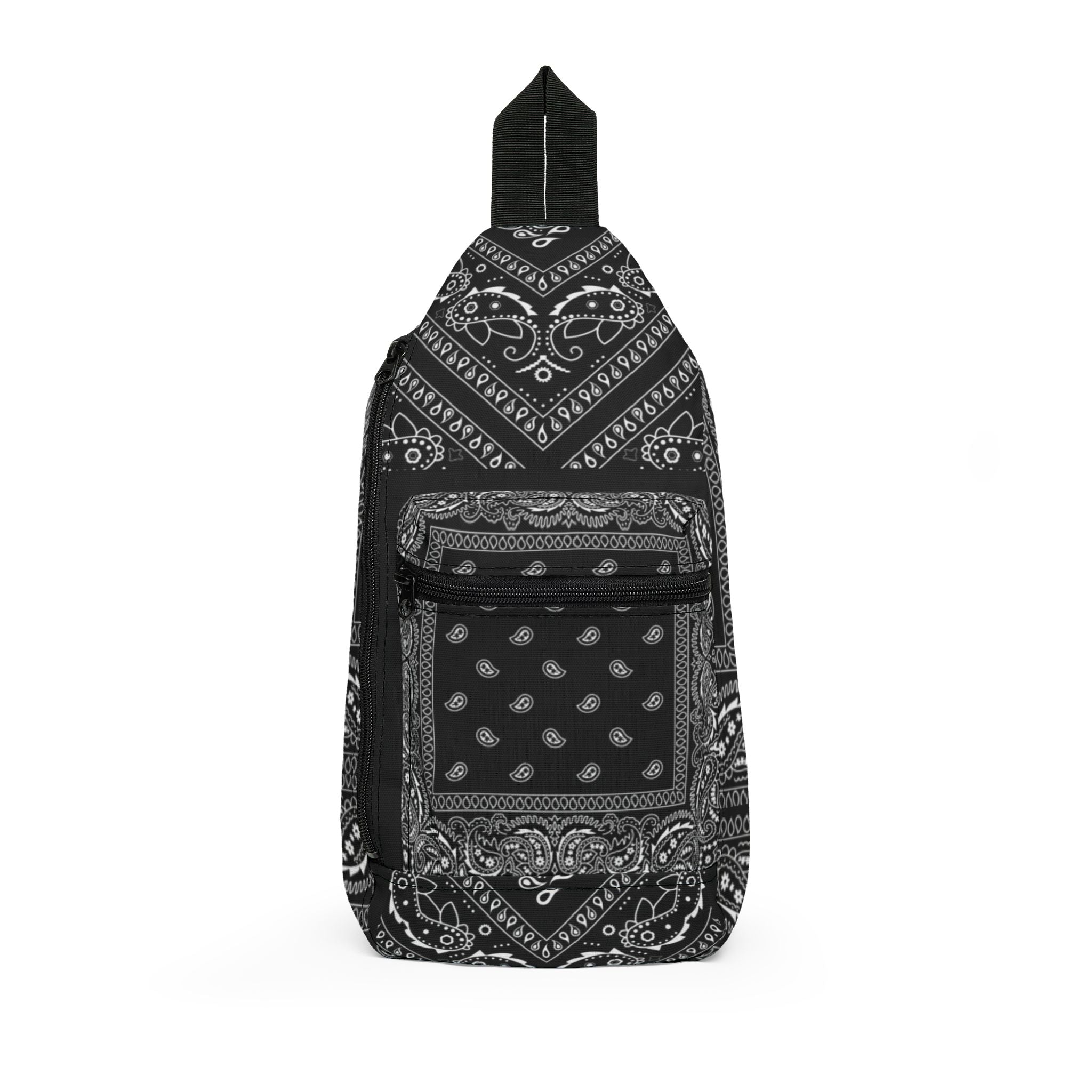 Black Bandana Paisley Sling Bag — Crossbody Urban Travel Pack