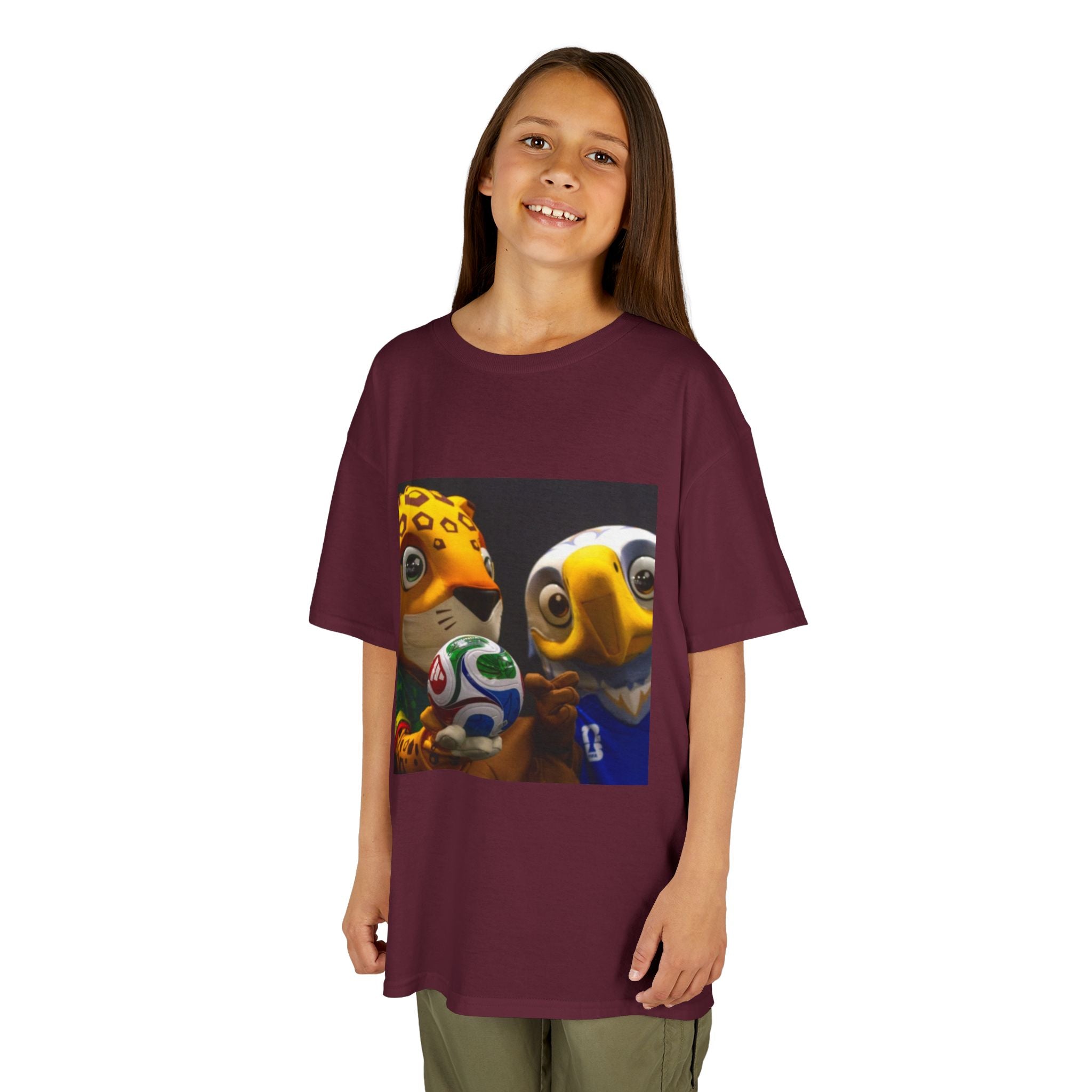 Kids Soccer Mascot T‑Shirt — Cute World Cup Bird & Jaguar Design