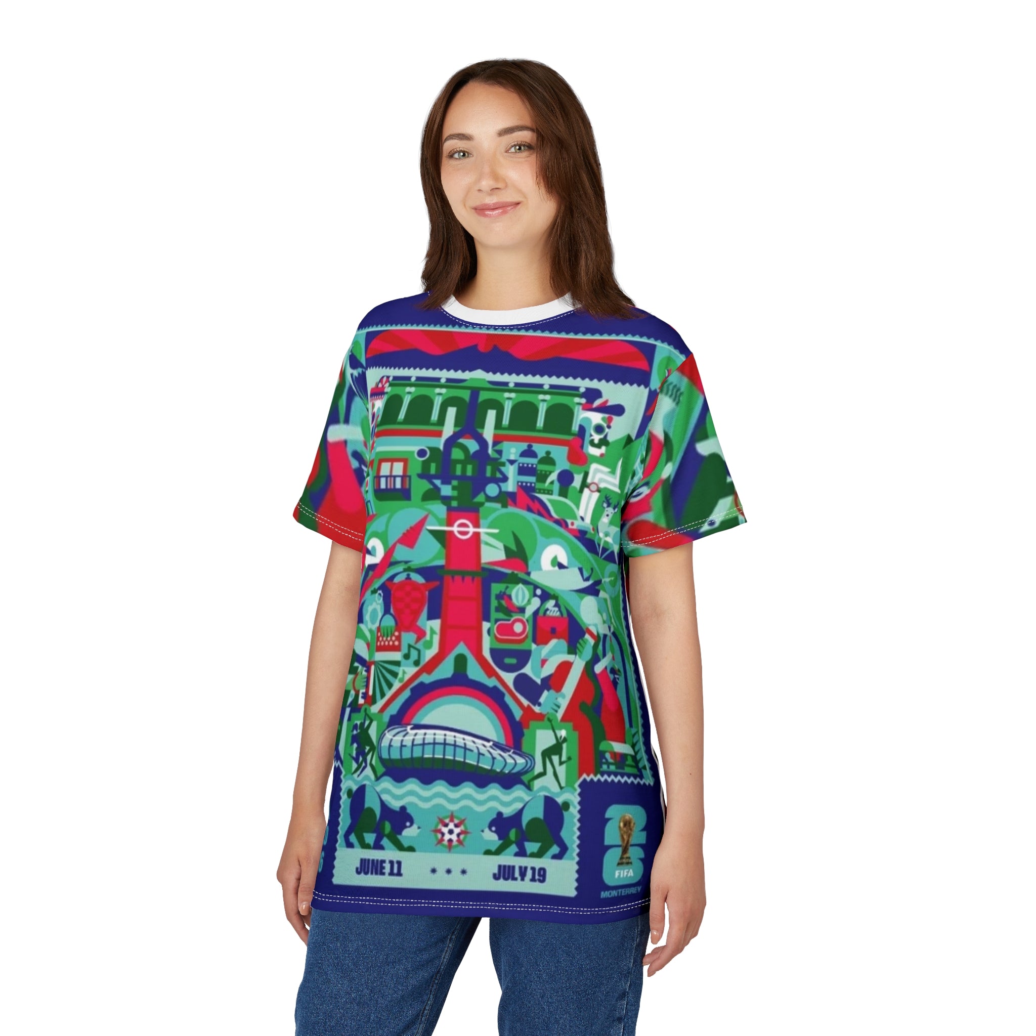 Monterrey City 2026 Soccer World Cup Graphic Tee — Vibrant Stadium & Matchday Poster Design