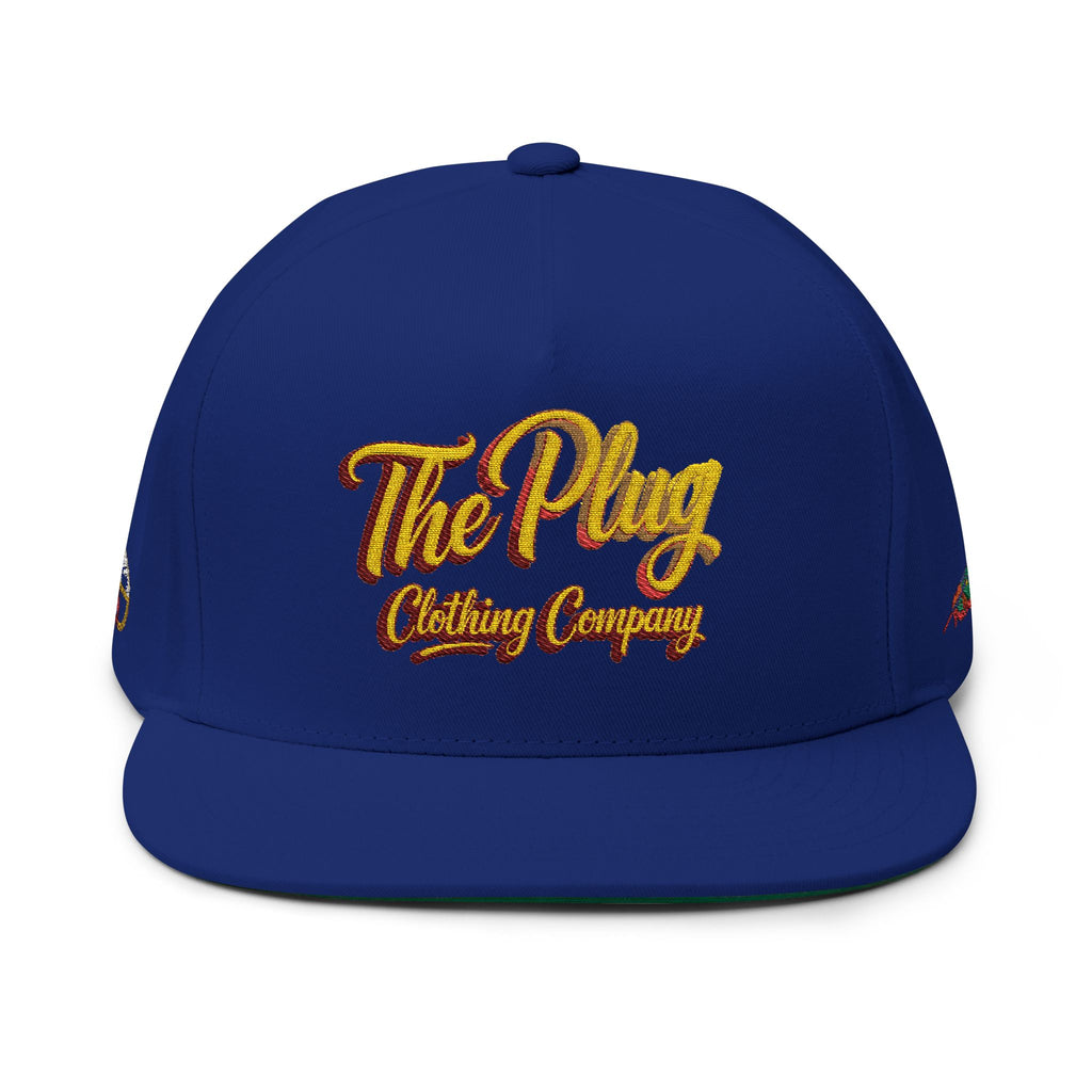 Embroidered Flat Bill Cap — "The Play" Clothing Company Script Logo