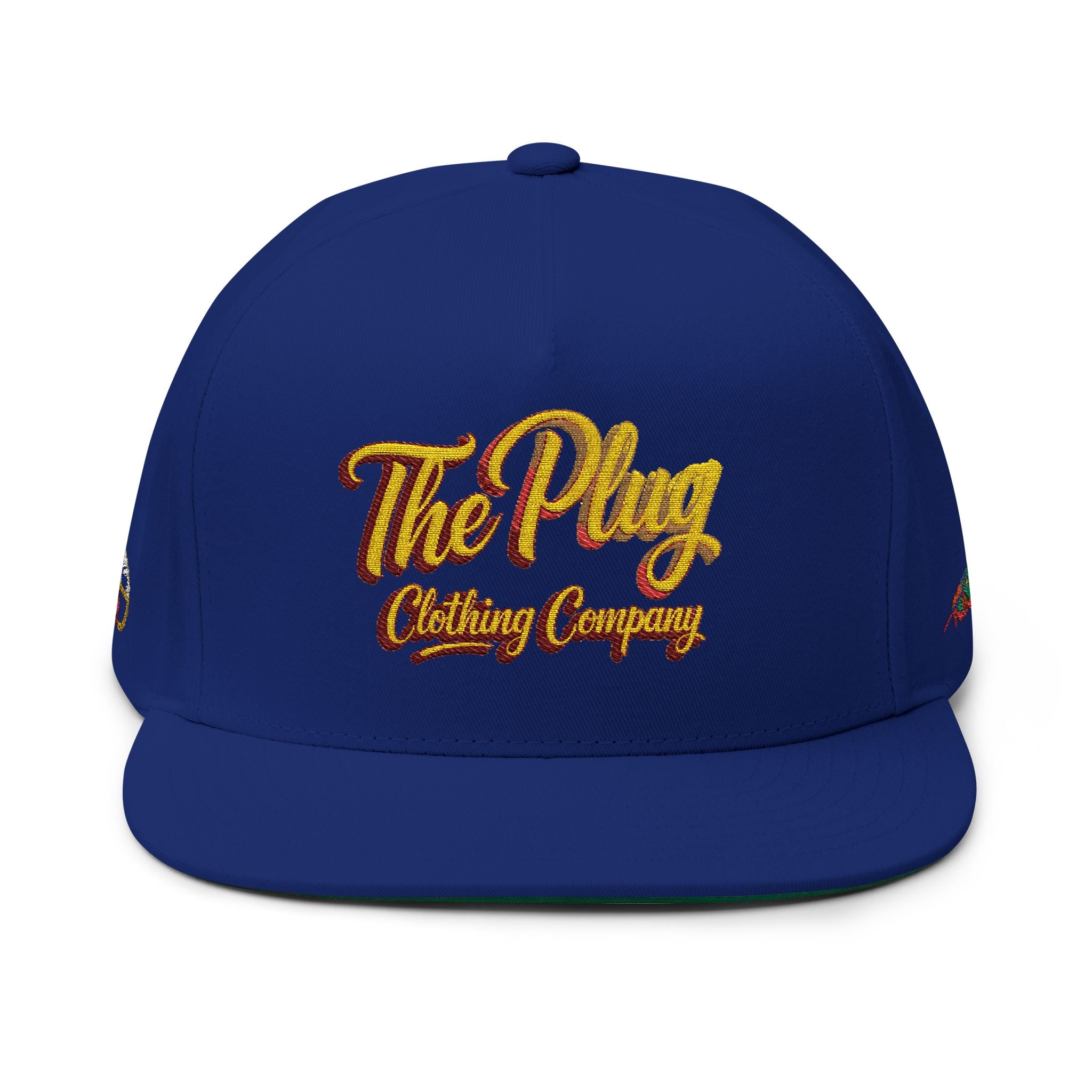 Embroidered Flat Bill Cap — "The Play" Clothing Company Script Logo