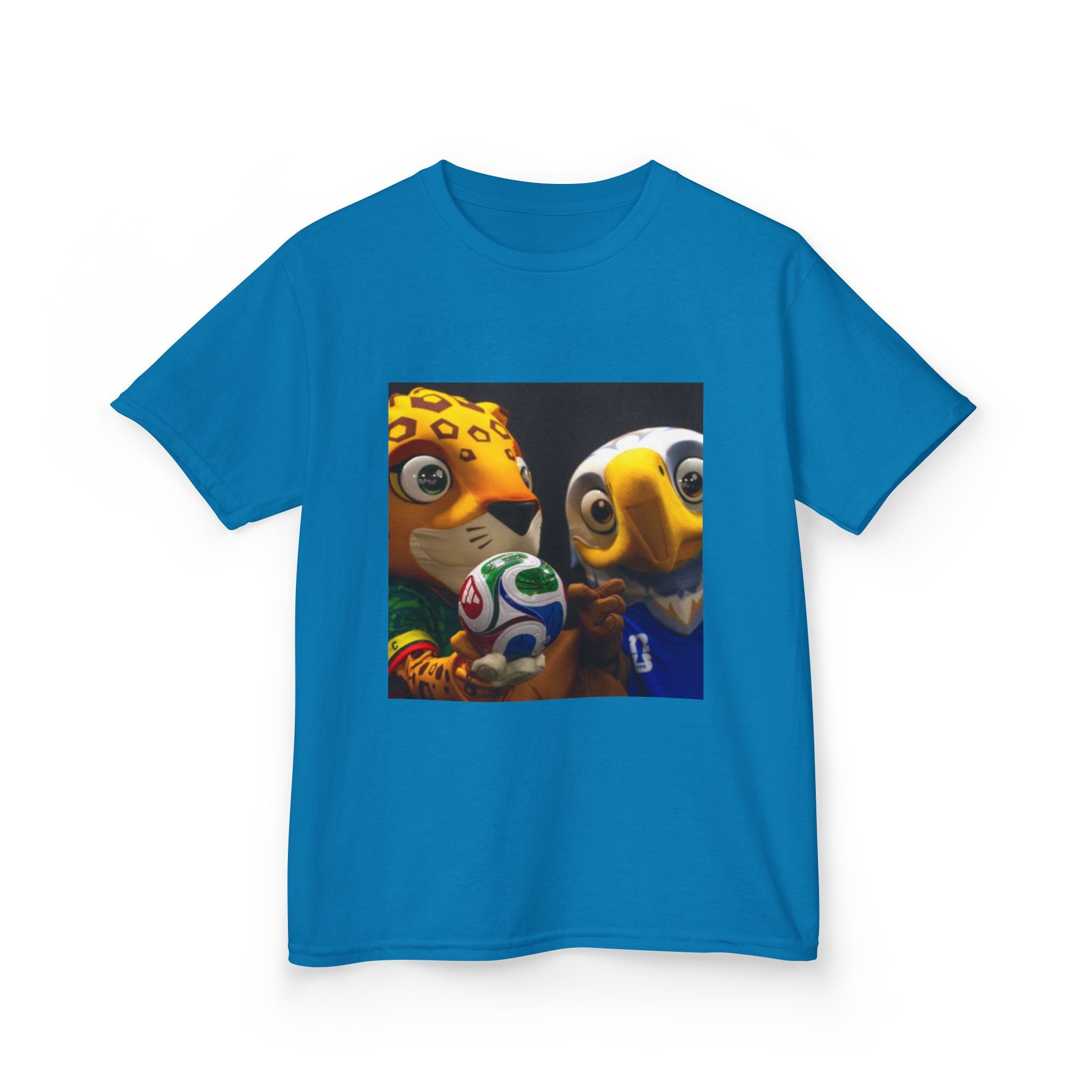 Kids Soccer Mascot T‑Shirt — Cute World Cup Bird & Jaguar Design