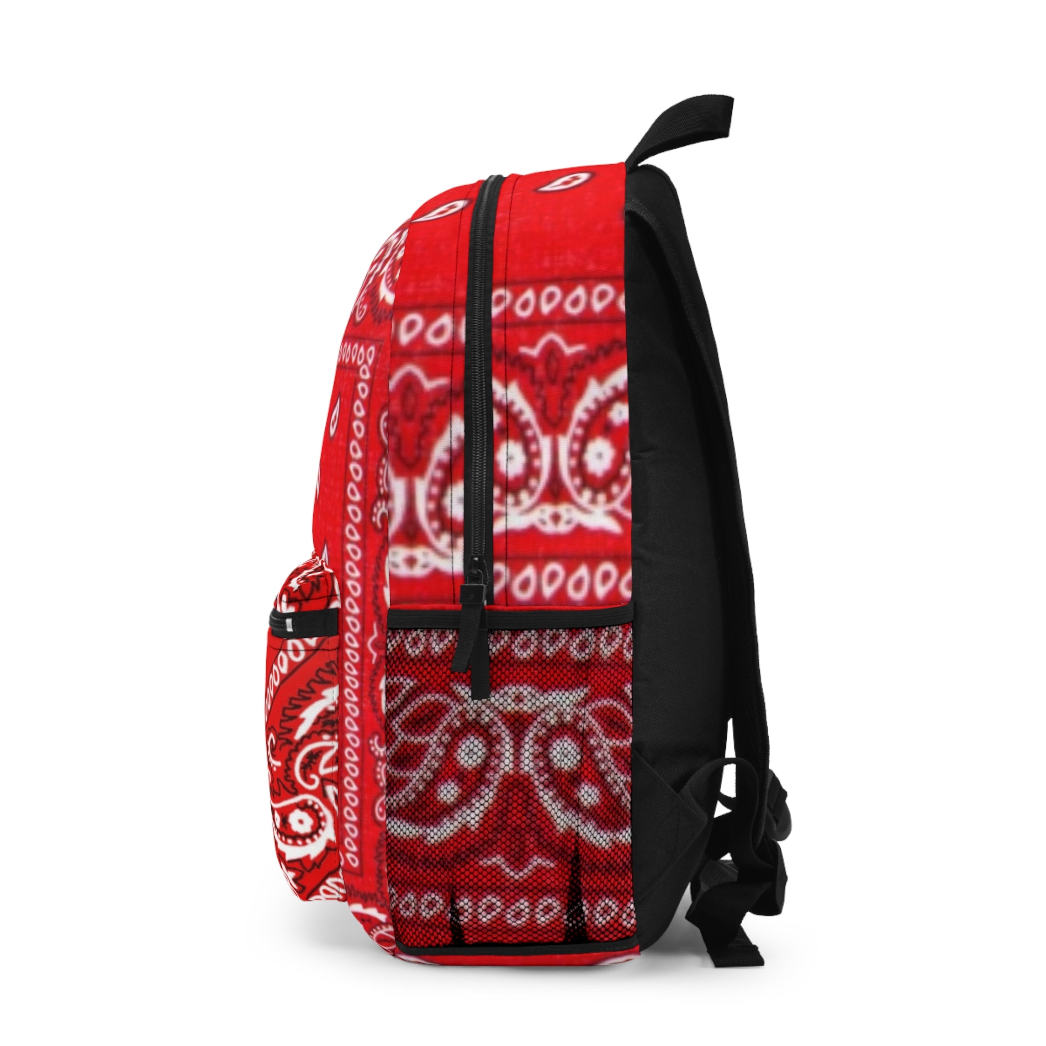 Red Bandana Pattern Backpack – Paisley Print Daypack