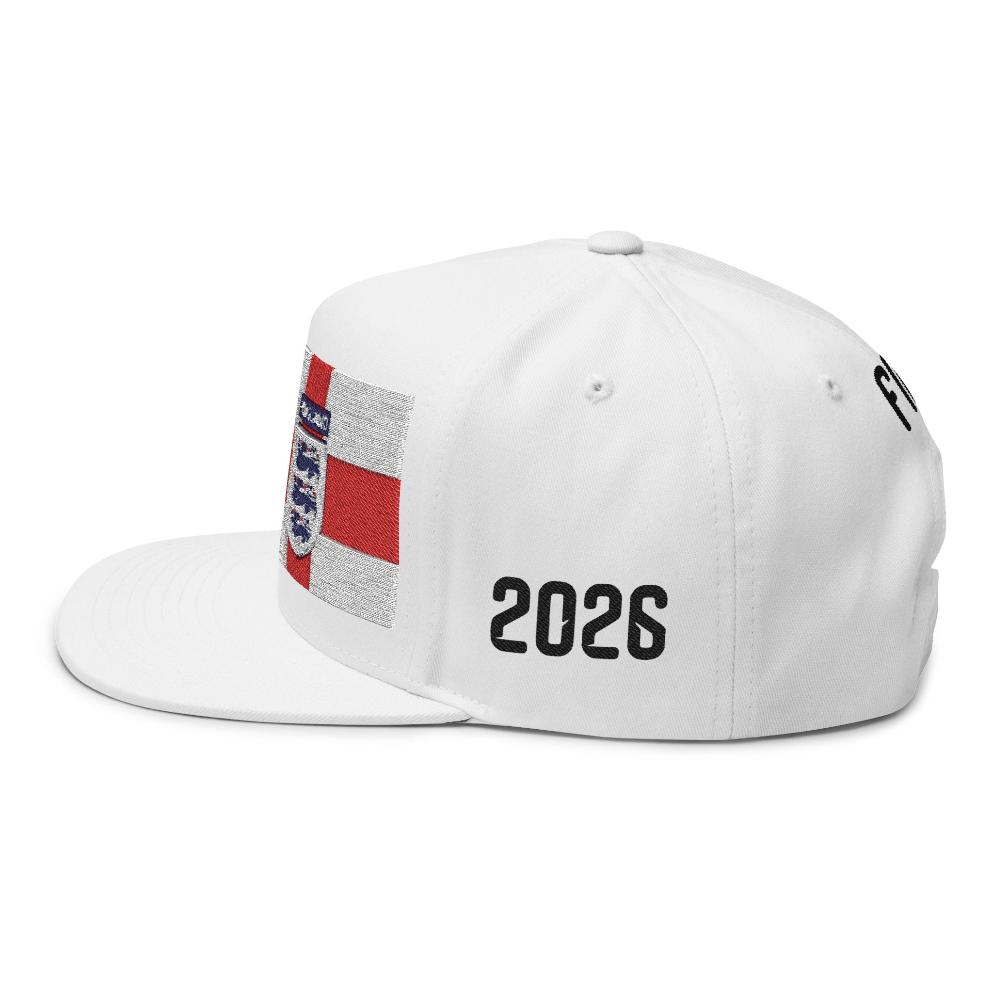 Embroidered England Flag Flat Bill Cap — FIFA Panel Snapback