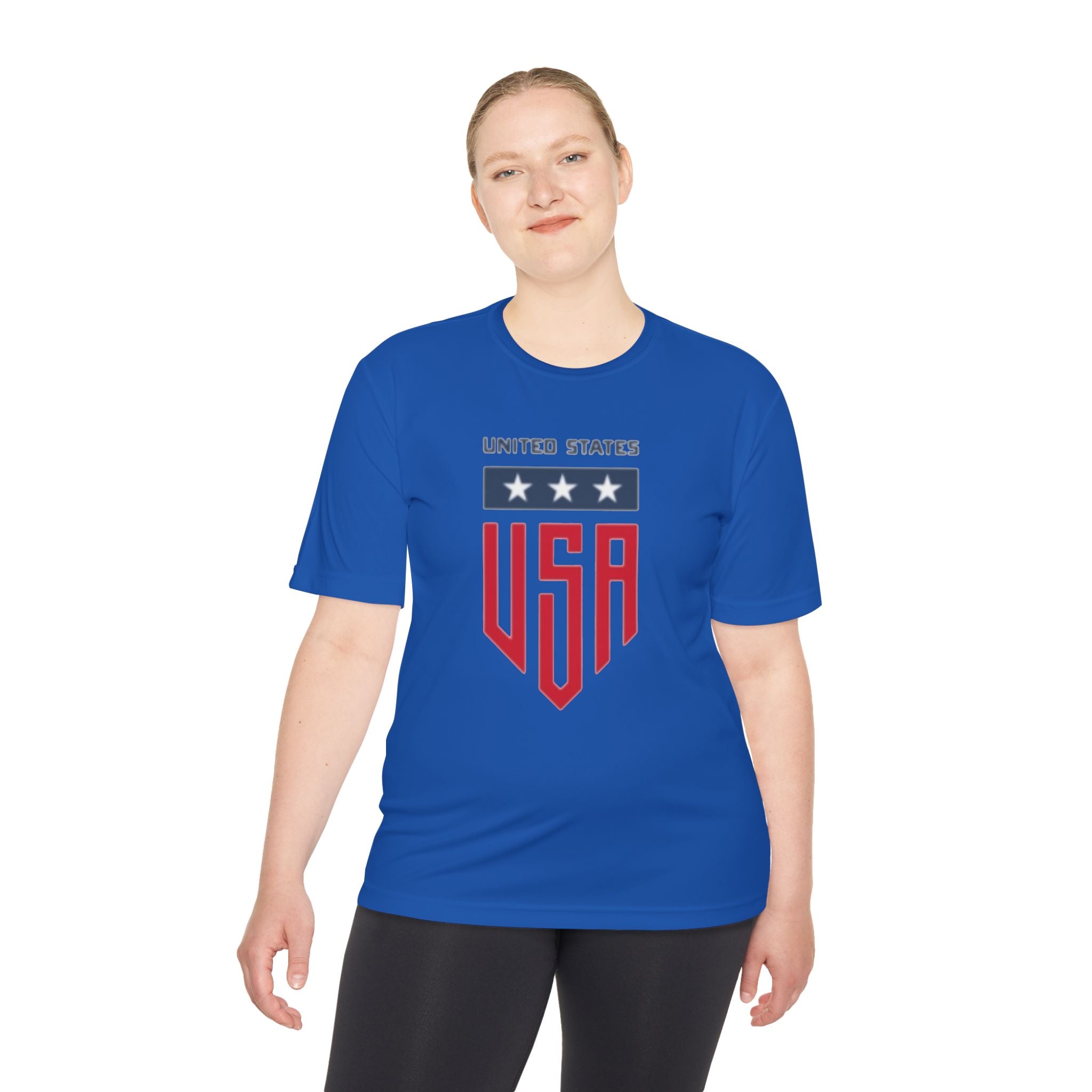 USA Shield Athletic Tee — United States Patriotic Sports Shirt