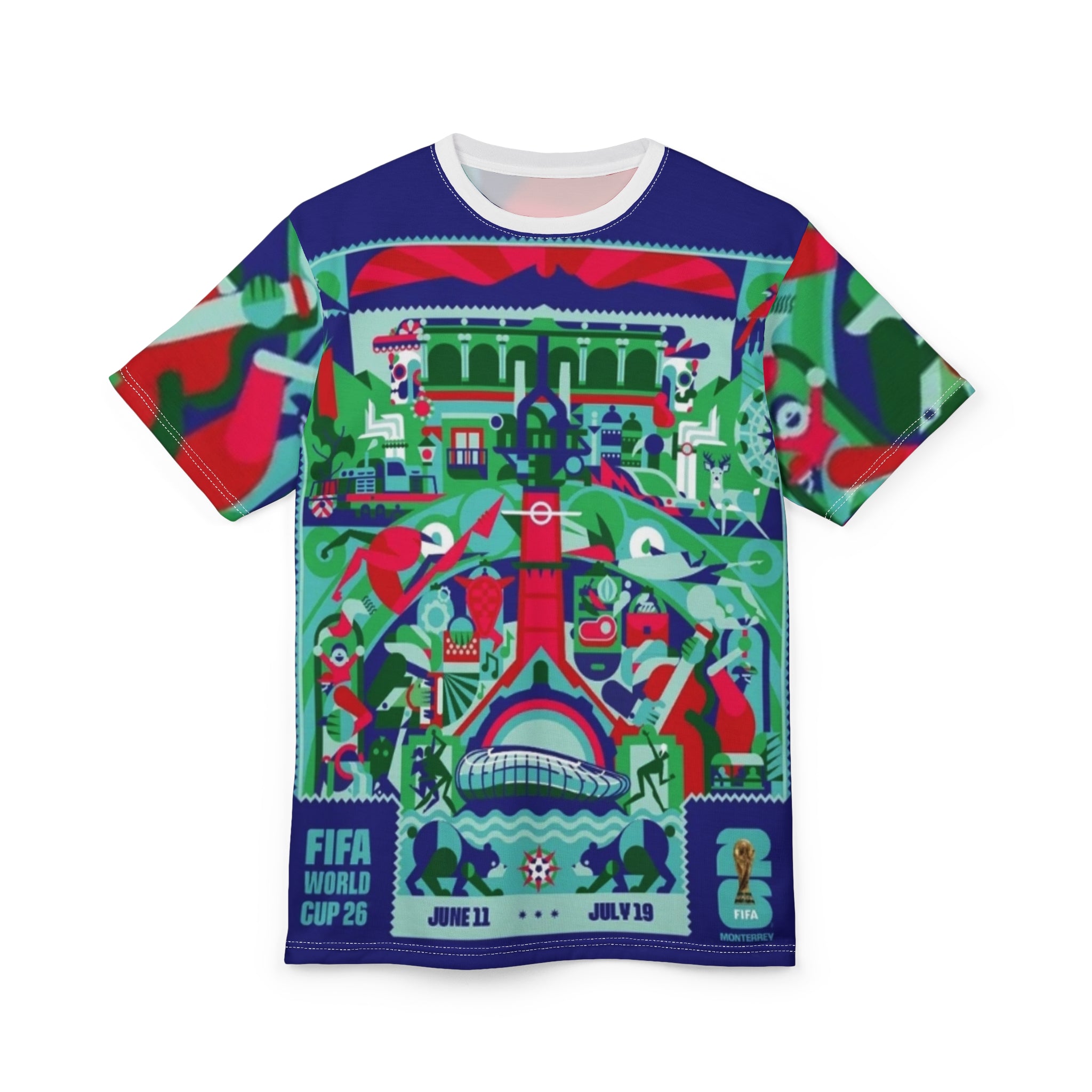 Monterrey City 2026 Soccer World Cup Graphic Tee — Vibrant Stadium & Matchday Poster Design