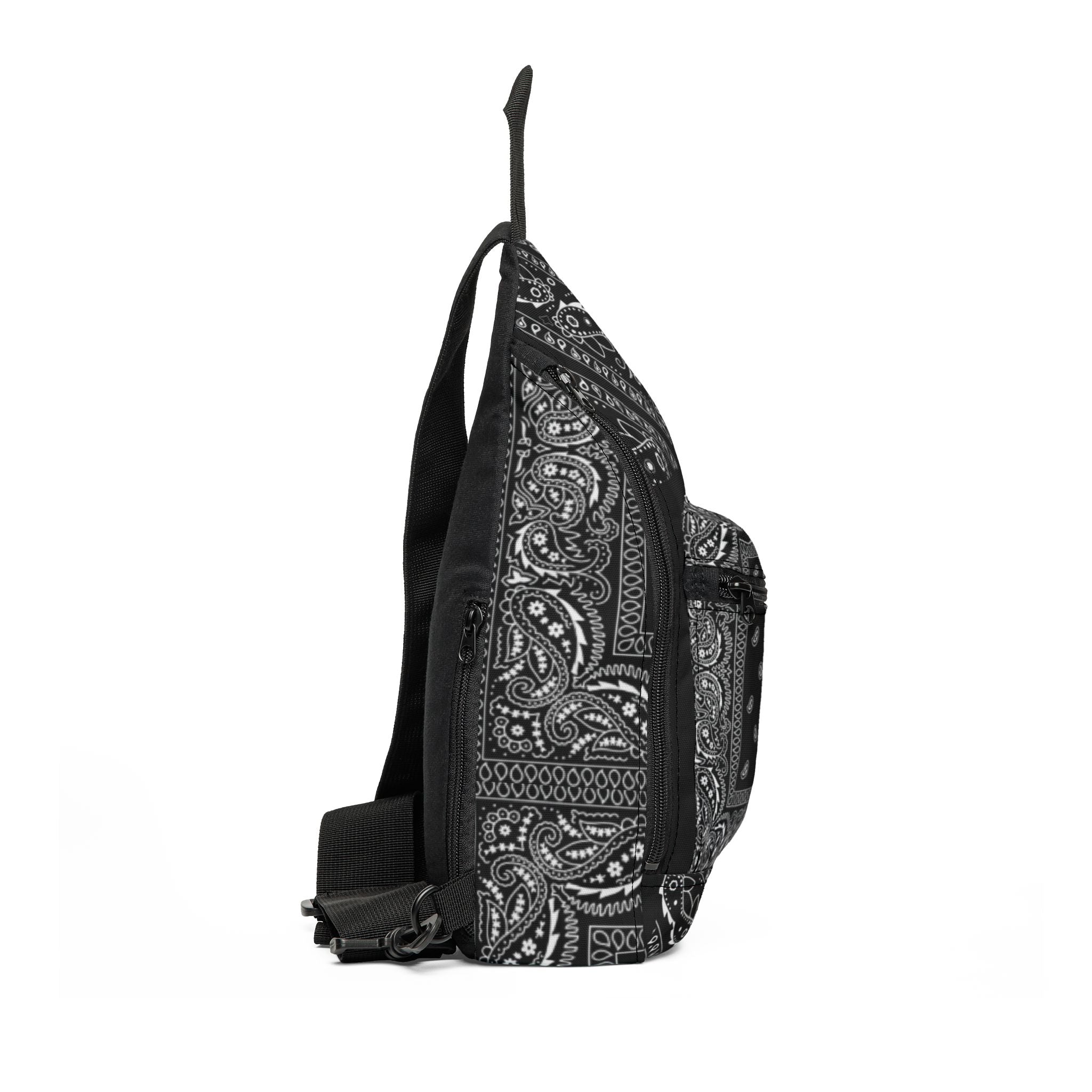 Black Bandana Paisley Sling Bag — Crossbody Urban Travel Pack