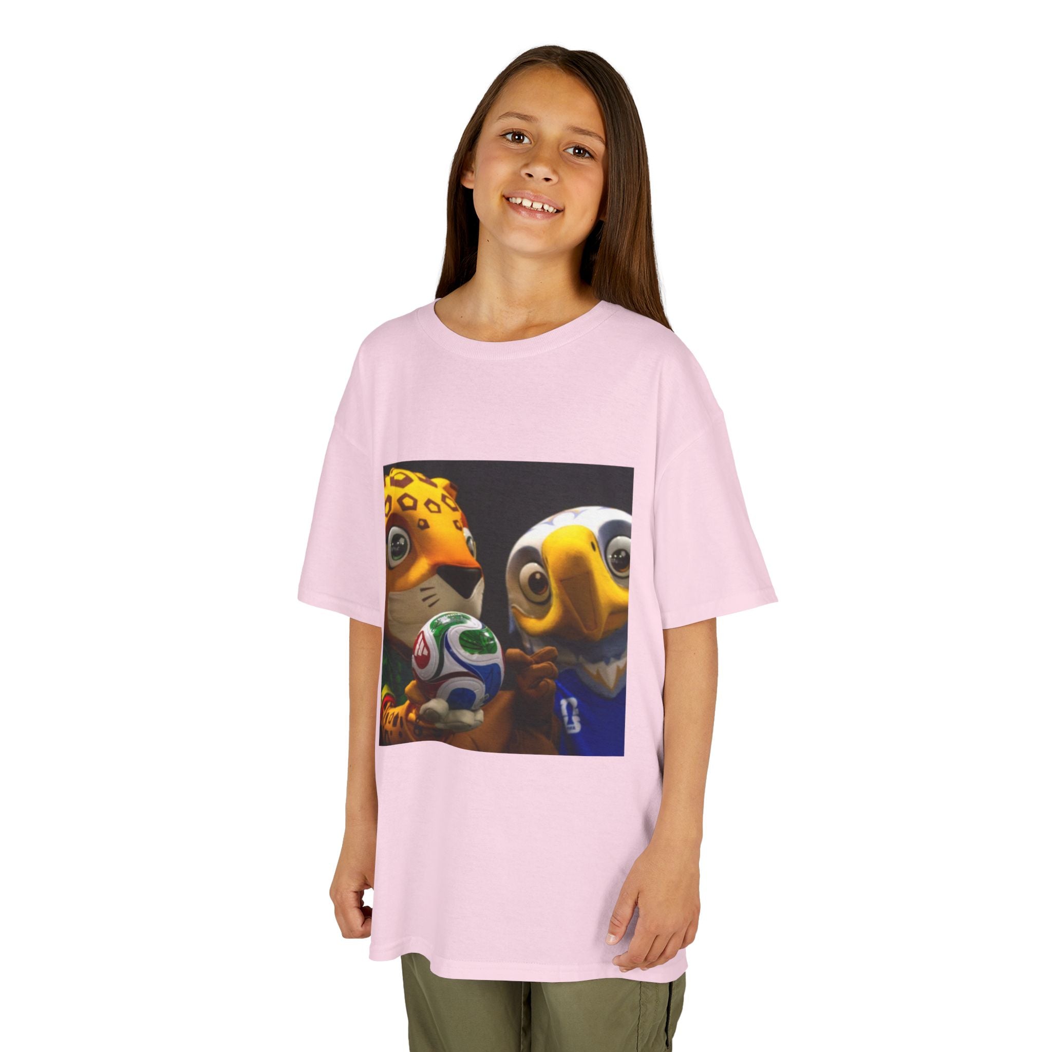 Kids Soccer Mascot T‑Shirt — Cute World Cup Bird & Jaguar Design