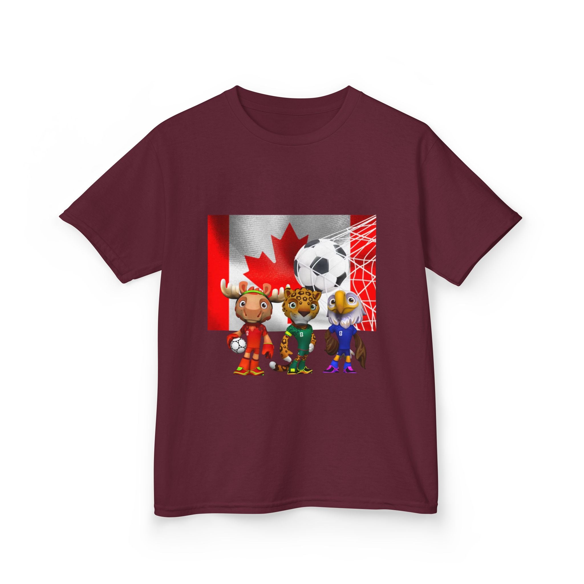 Kids Canada Soccer Mascot T‑Shirt — Cute Team Animal Players