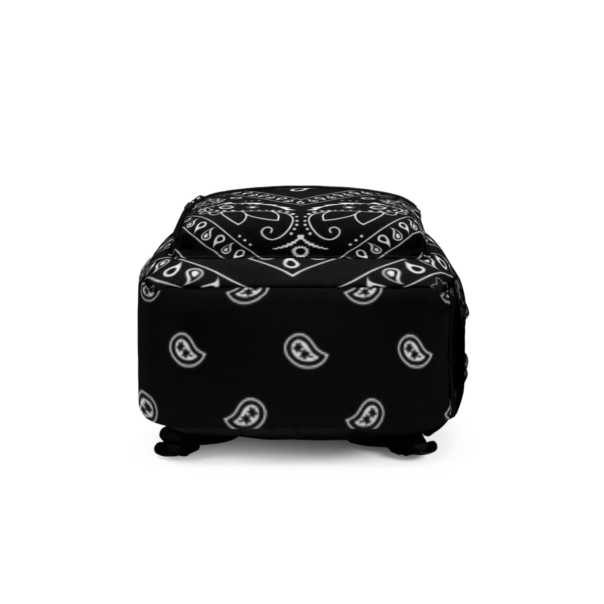Black Bandana Pattern Backpack — Paisley Streetwear Daypack
