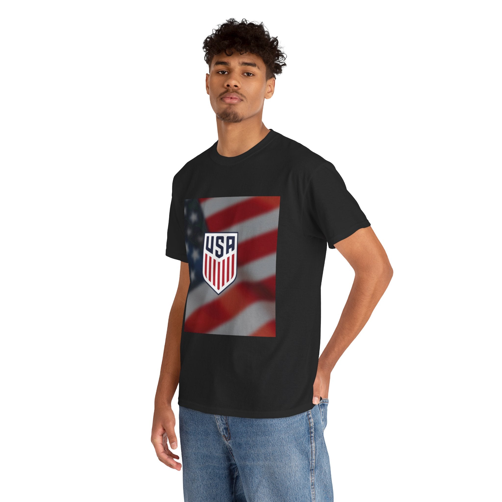 USA Shield Flag Tee — Patriotic American Soccer Crest T-Shirt