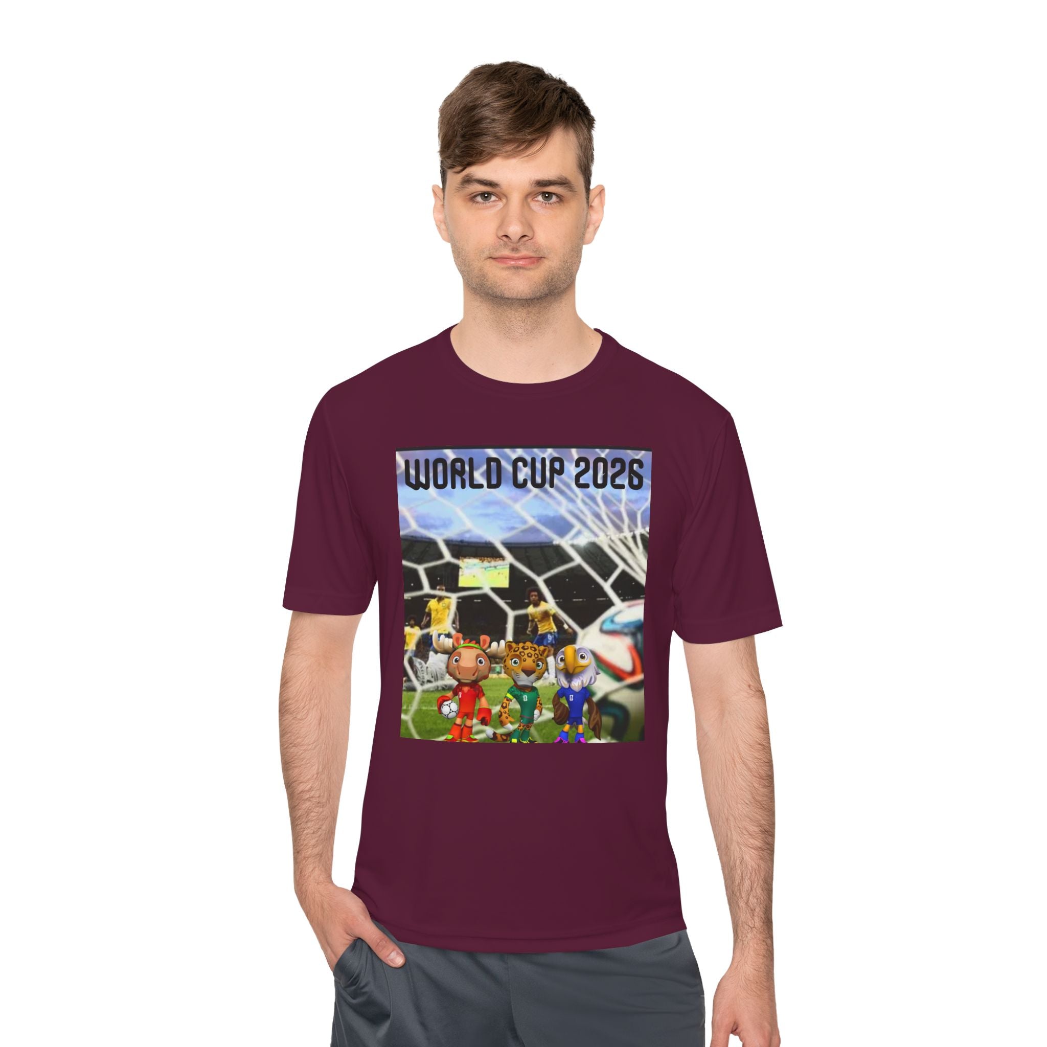 World Cup 2026 Soccer Tee — Cartoon Team Mascots Goal Celebration