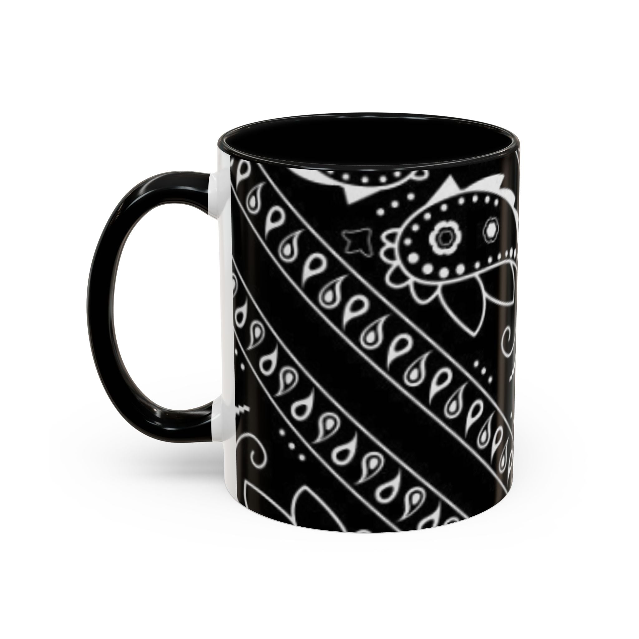 Black Bandana Pattern Coffee Mug — 11/15oz Accent Ceramic