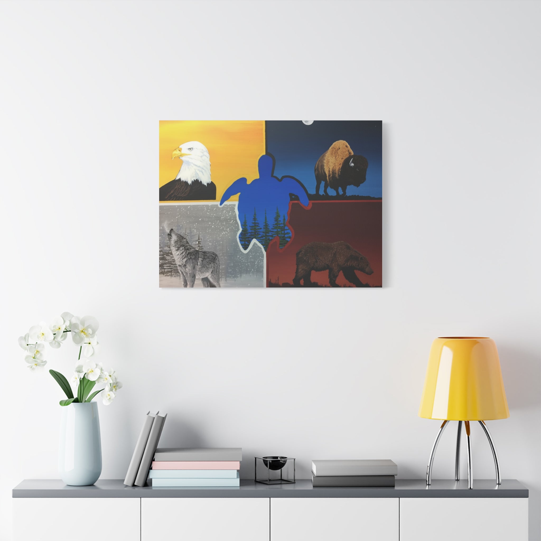 Medicine Wheel Matte Canvas Wall Art — Stretched 1.25" Sacred Native American Symbol