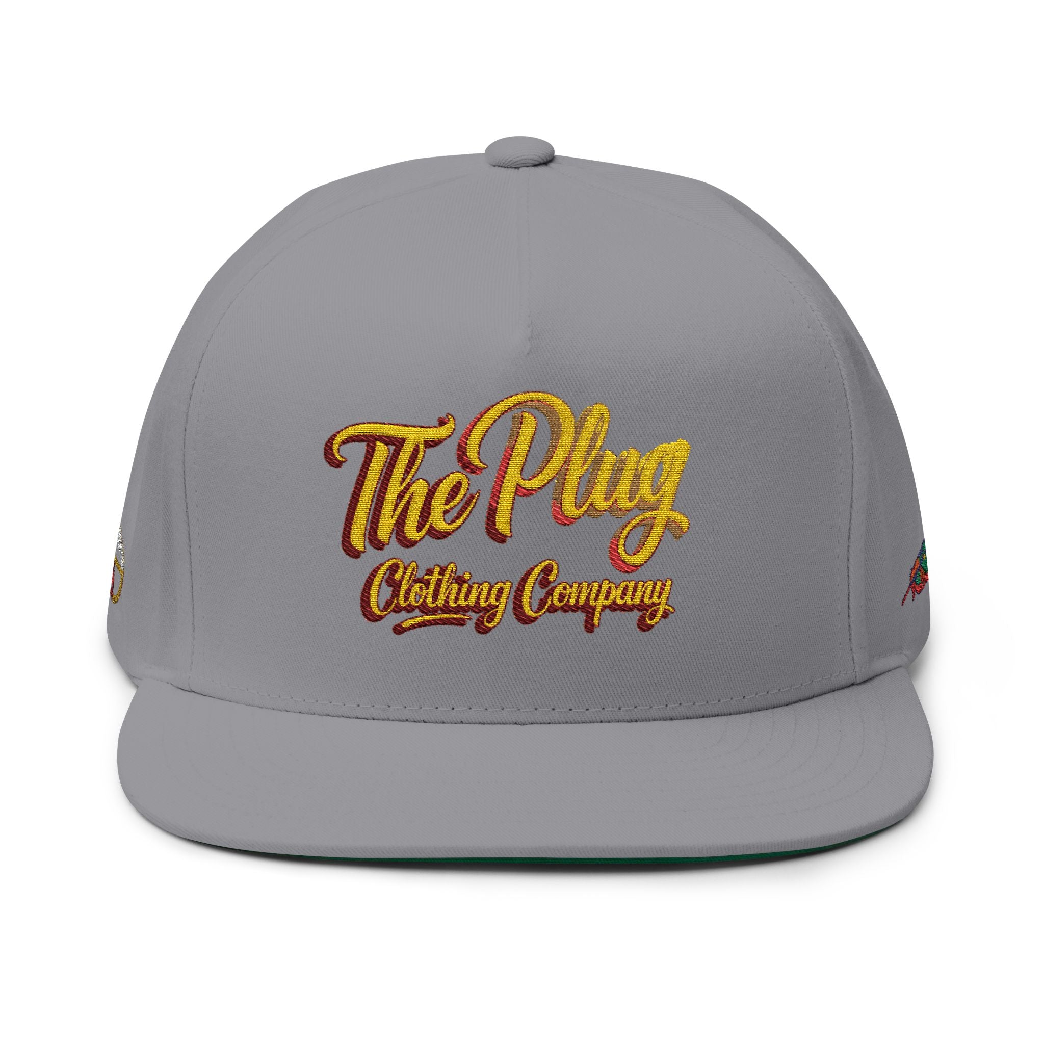 Embroidered Flat Bill Cap — "The Play" Clothing Company Script Logo