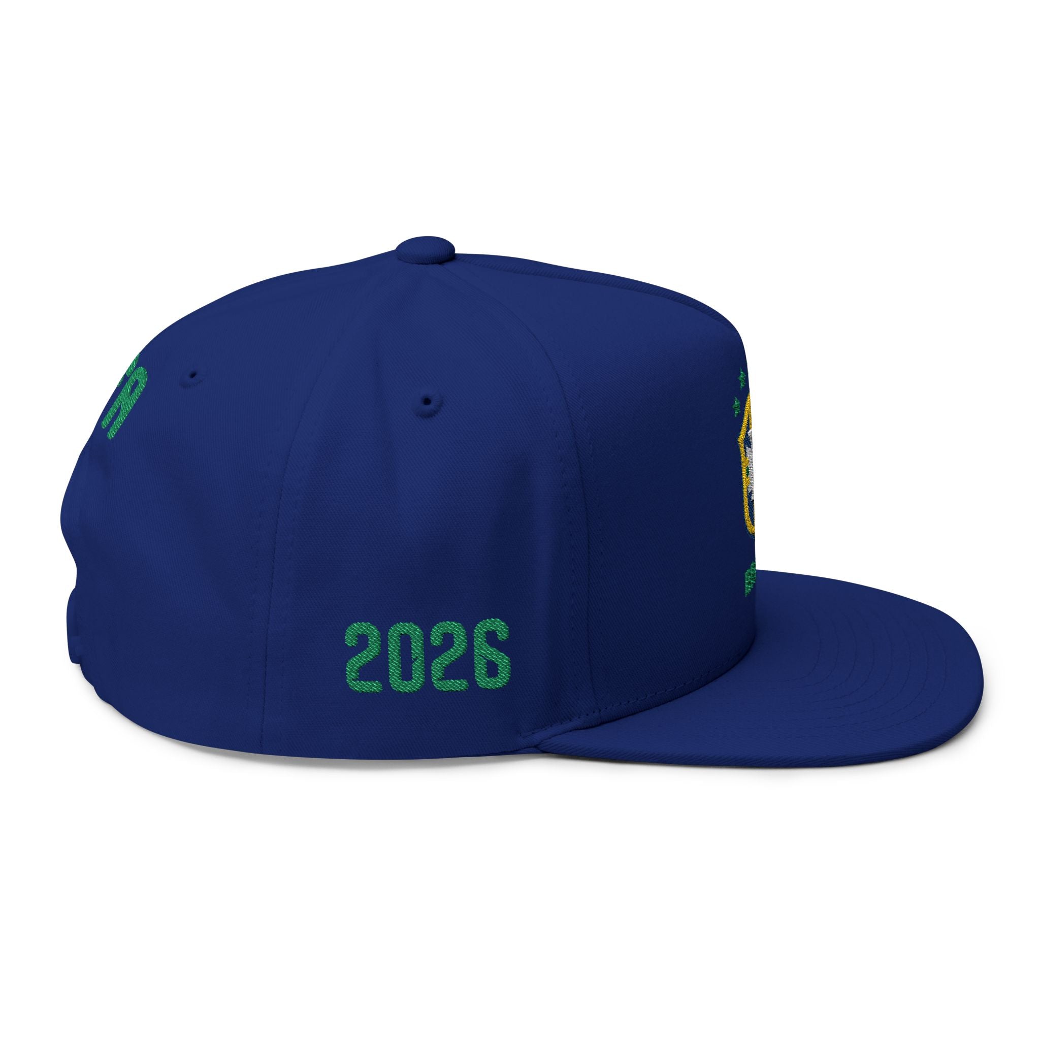 Brazil Soccer Flat Bill Cap — Embroidered CBF Crest & FIFA Snapback