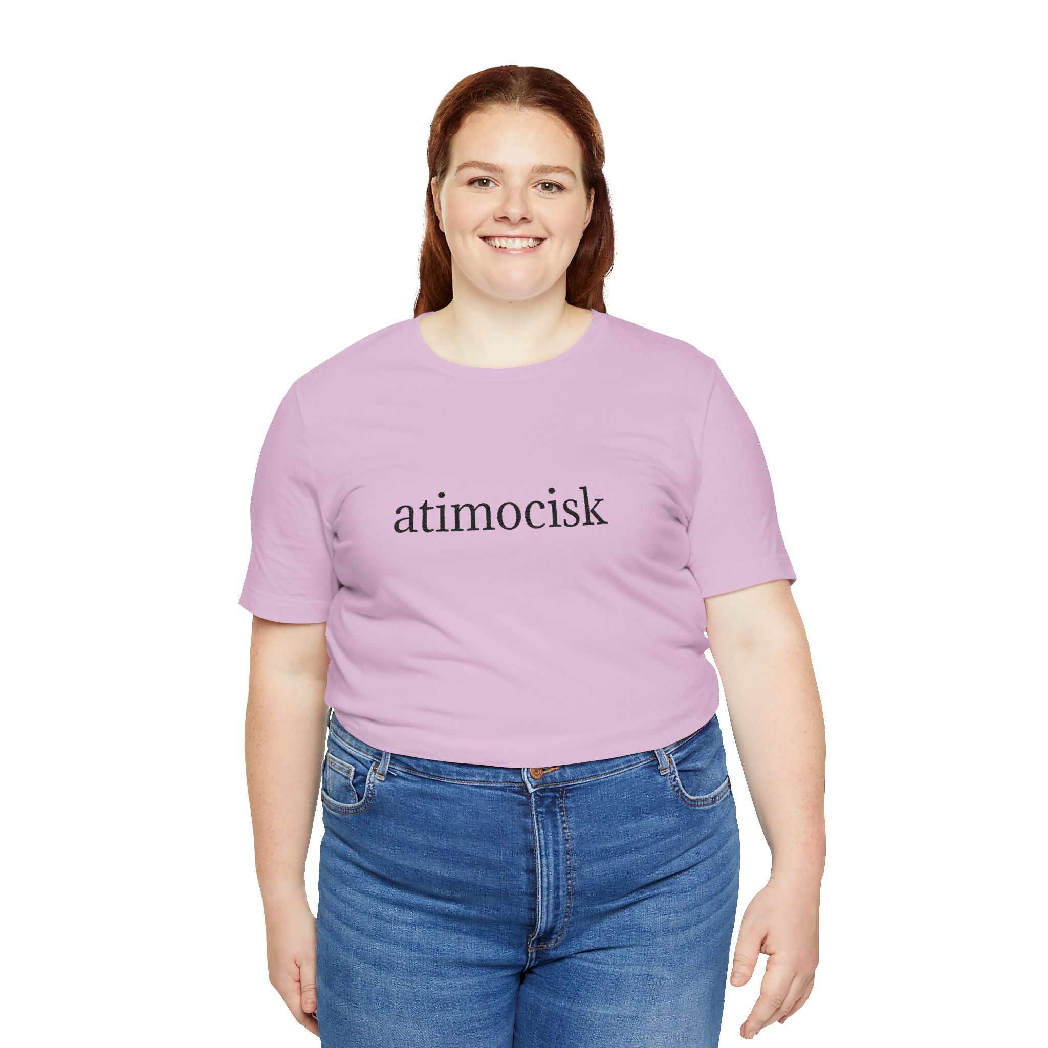 Atimocisk Minimalist Text Tee — Soft Pink Casual T-Shirt