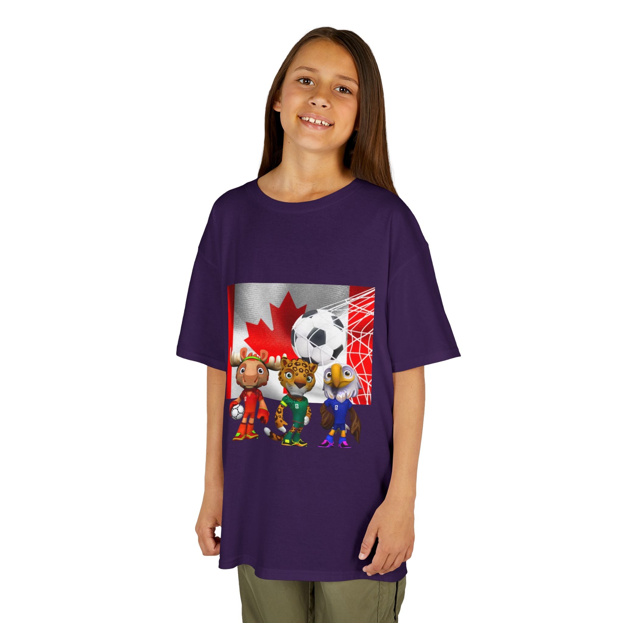 Kids Canada Soccer Mascot T‑Shirt — Cute Team Animal Players