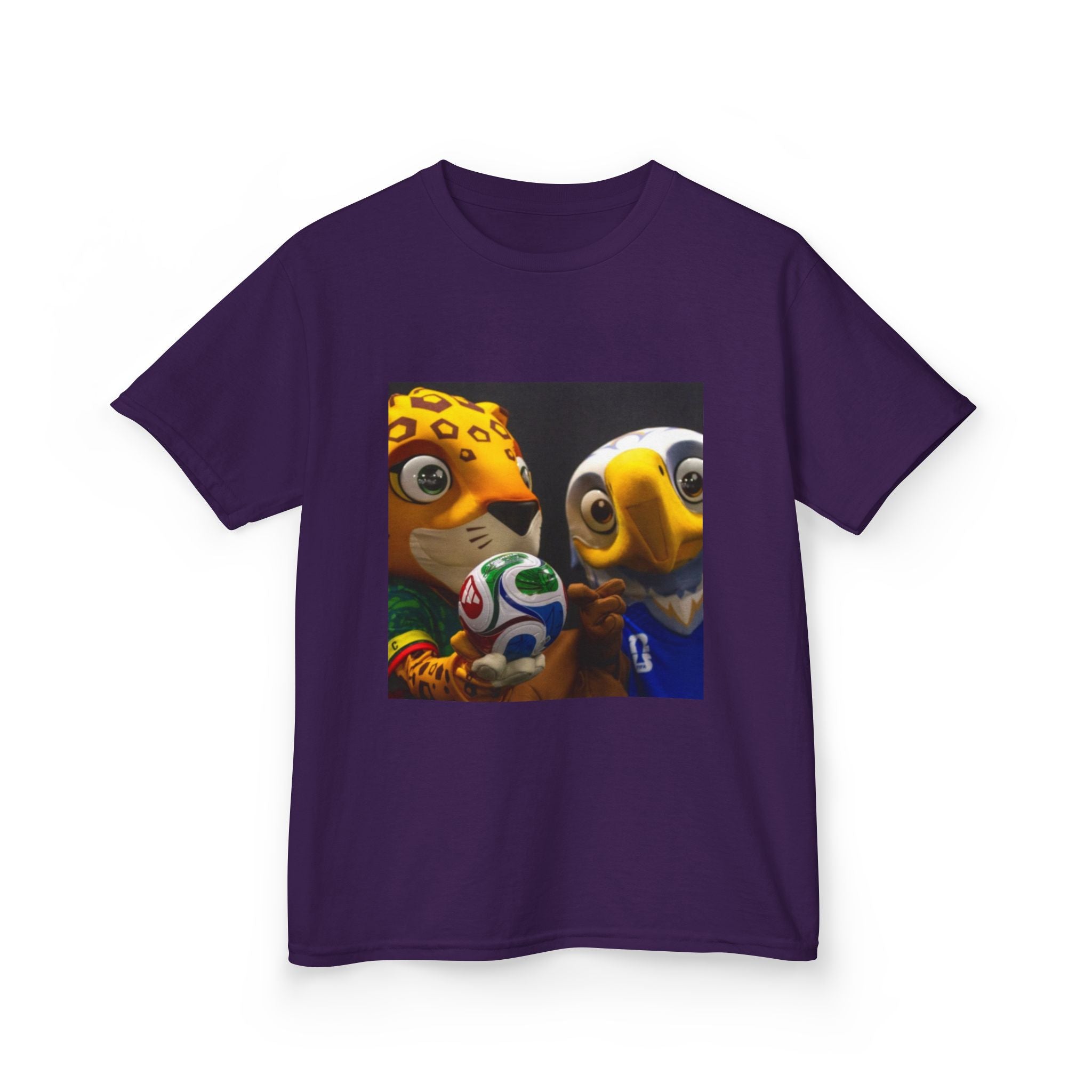 Kids Soccer Mascot T‑Shirt — Cute World Cup Bird & Jaguar Design