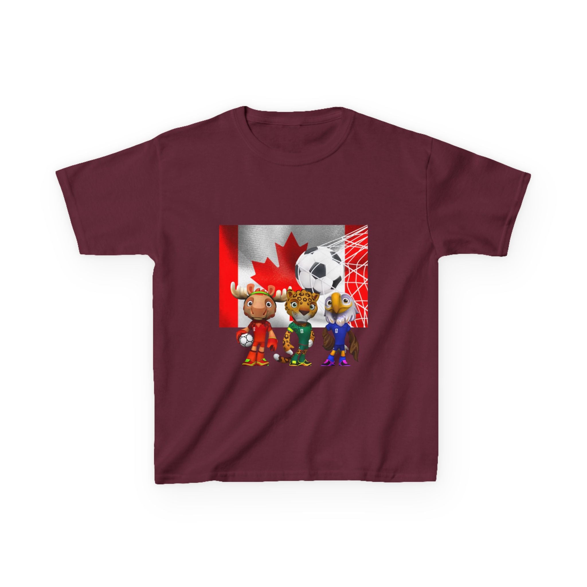 Kids Canada Soccer Mascot T‑Shirt — Cute Team Animal Players