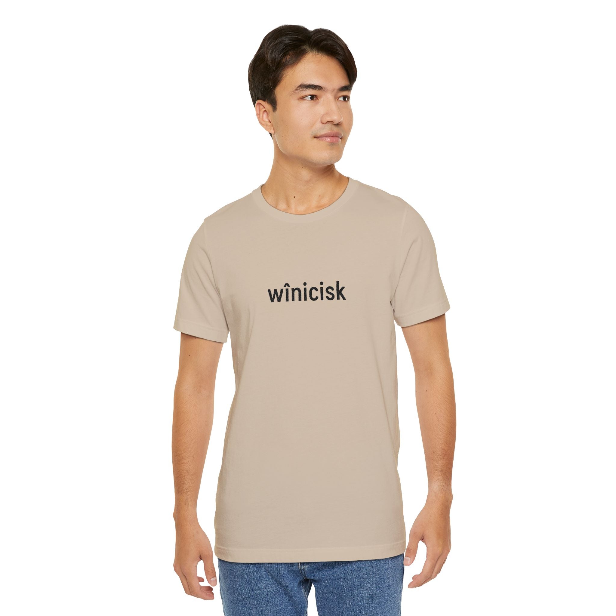 Winicisk Minimalist Logo Tee — Cream Indigenous Streetwear