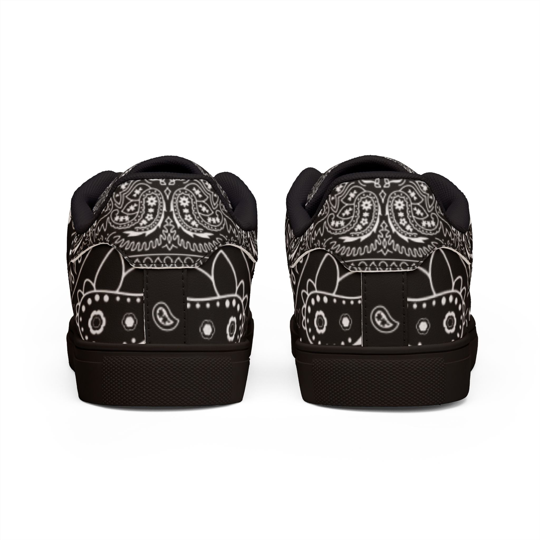 Men's Low-Top Leather Sneakers — Black Bandana "Hustle"