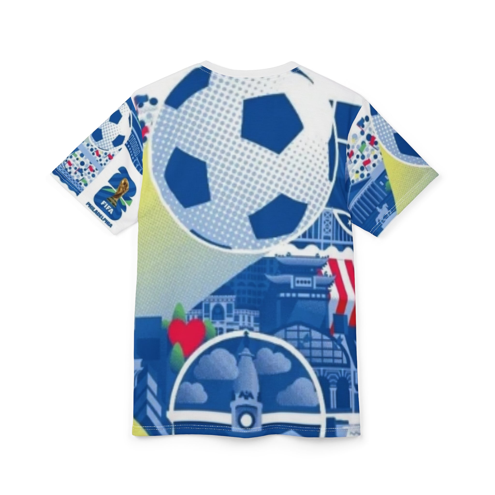 2026 World Cup Philidalphia Graphic Tee — Blue All-Over Print Football Shirt