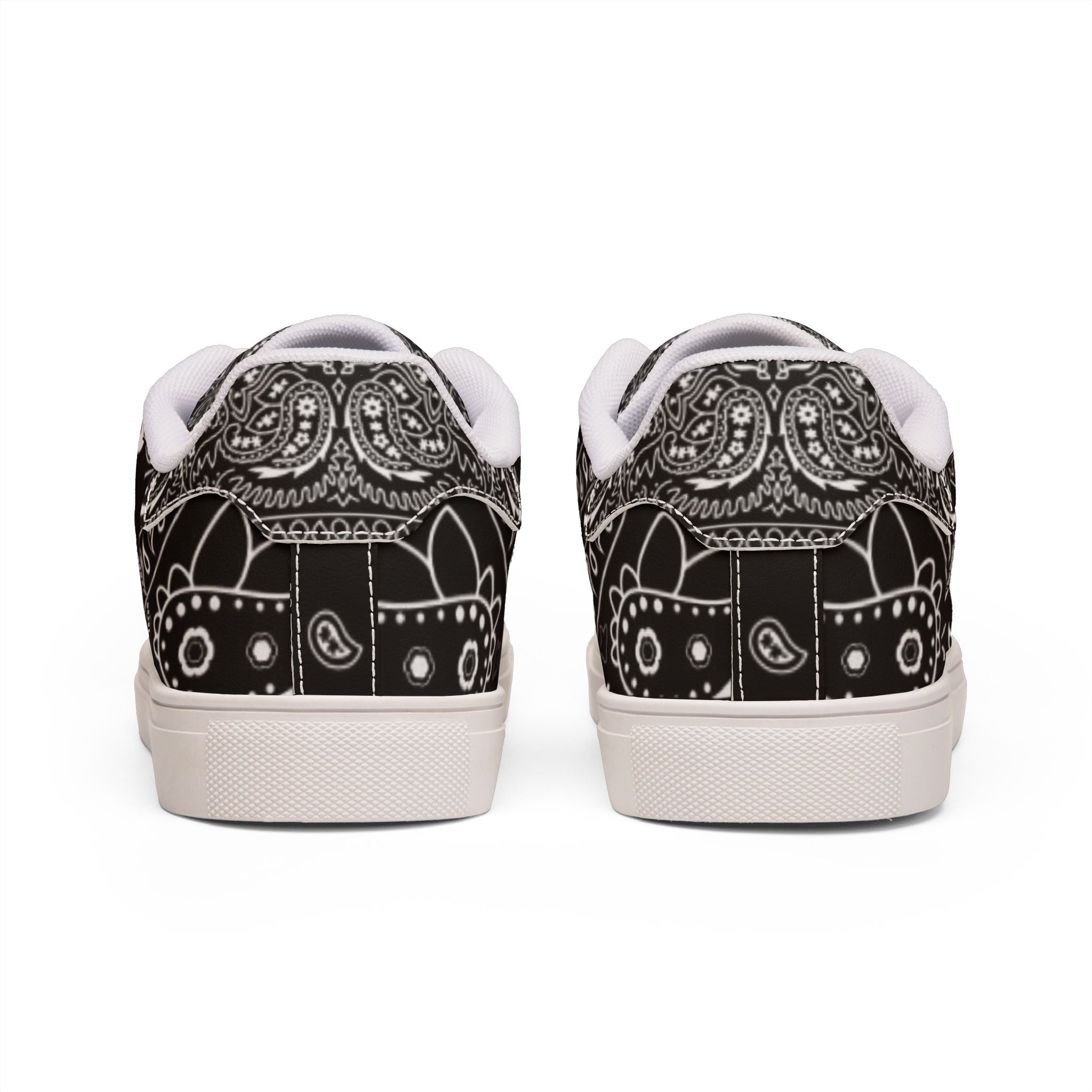Men's Low-Top Leather Sneakers — Black Bandana "Hustle"