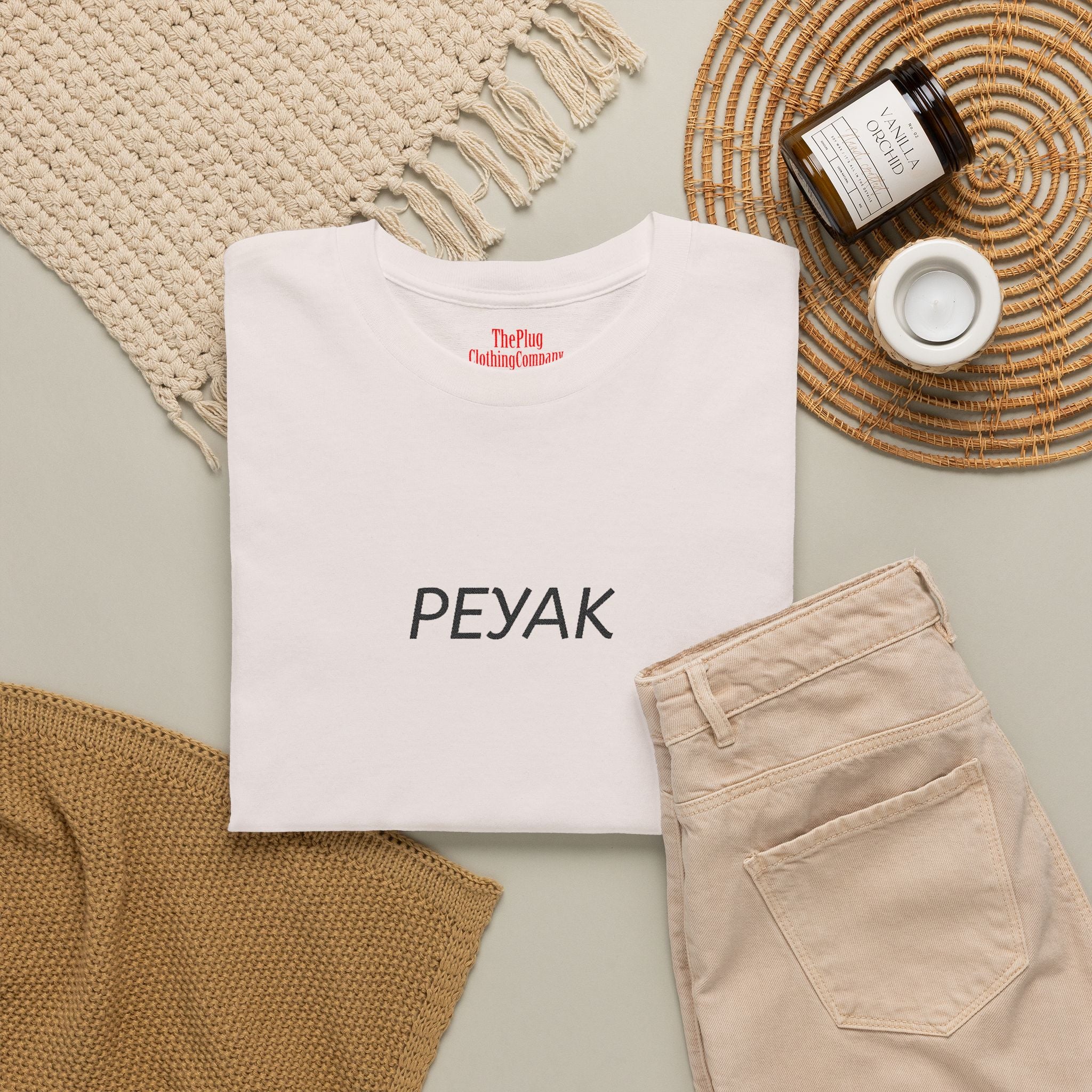 Peyak Graphic Tee — Minimalist White Cotton T-Shirt