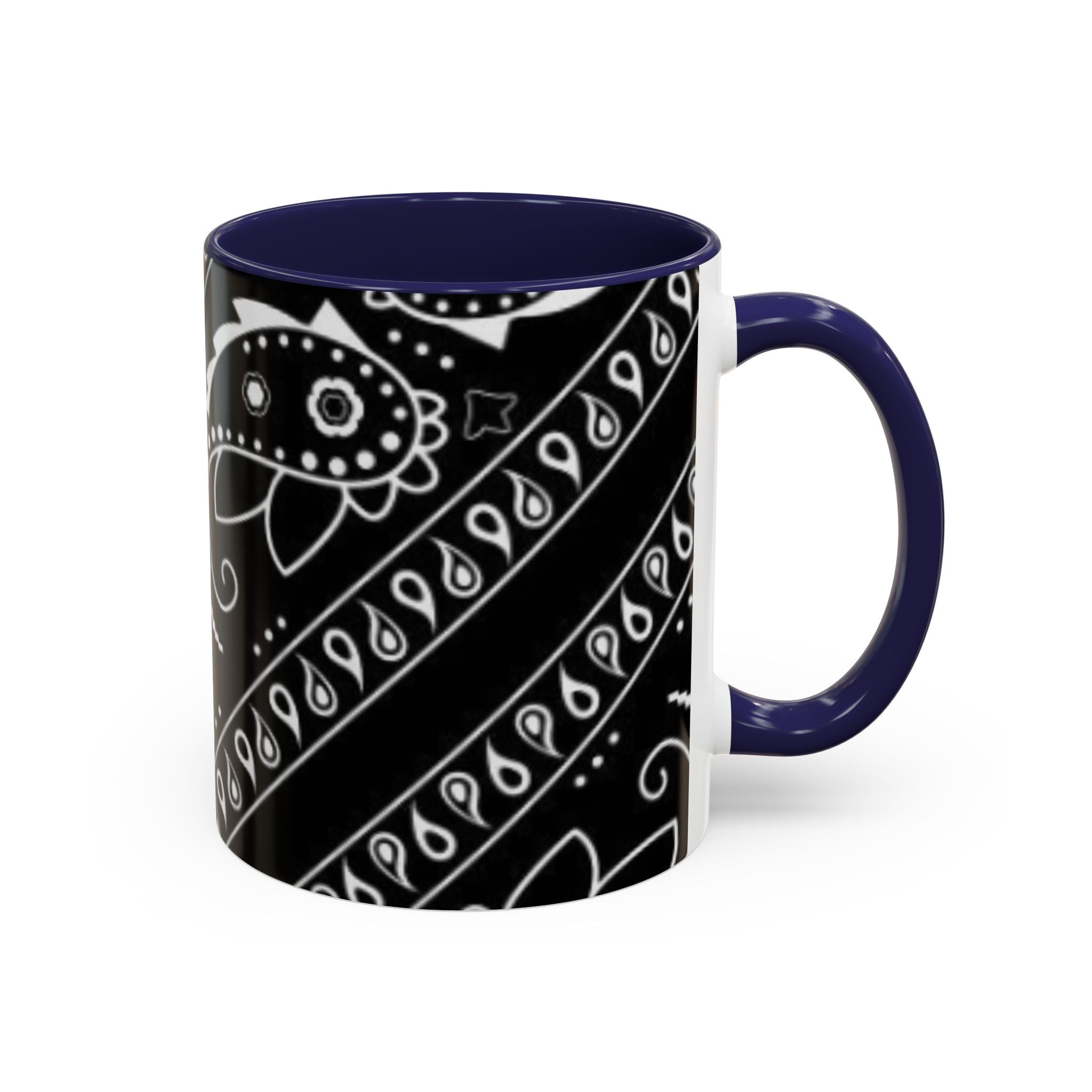 Black Bandana Pattern Coffee Mug — 11/15oz Accent Ceramic