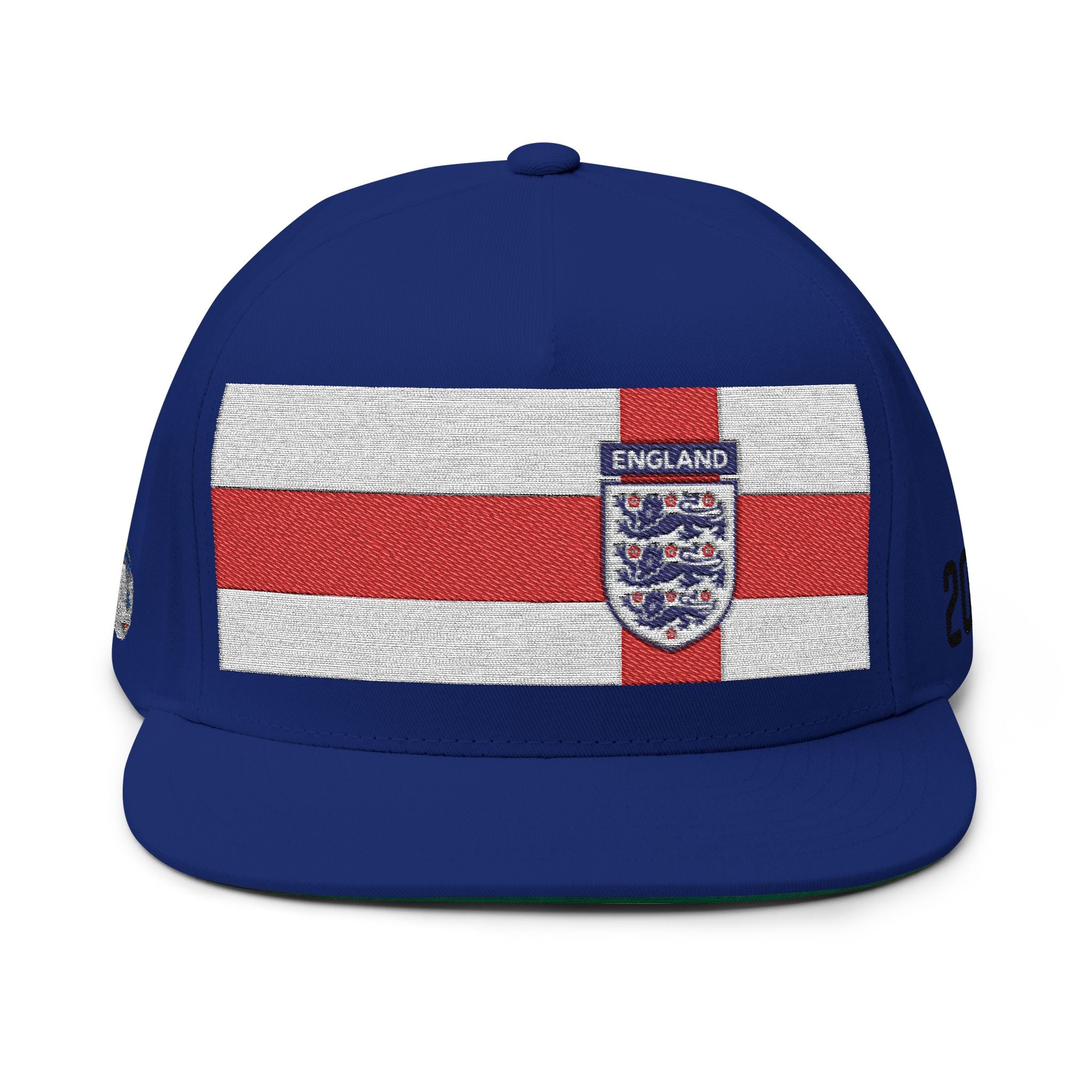 Embroidered England Flag Flat Bill Cap — FIFA Panel Snapback