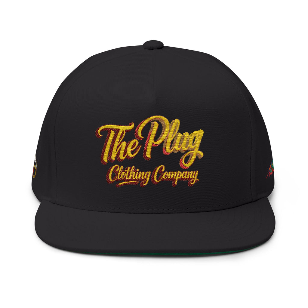 Embroidered Flat Bill Cap — "The Play" Clothing Company Script Logo