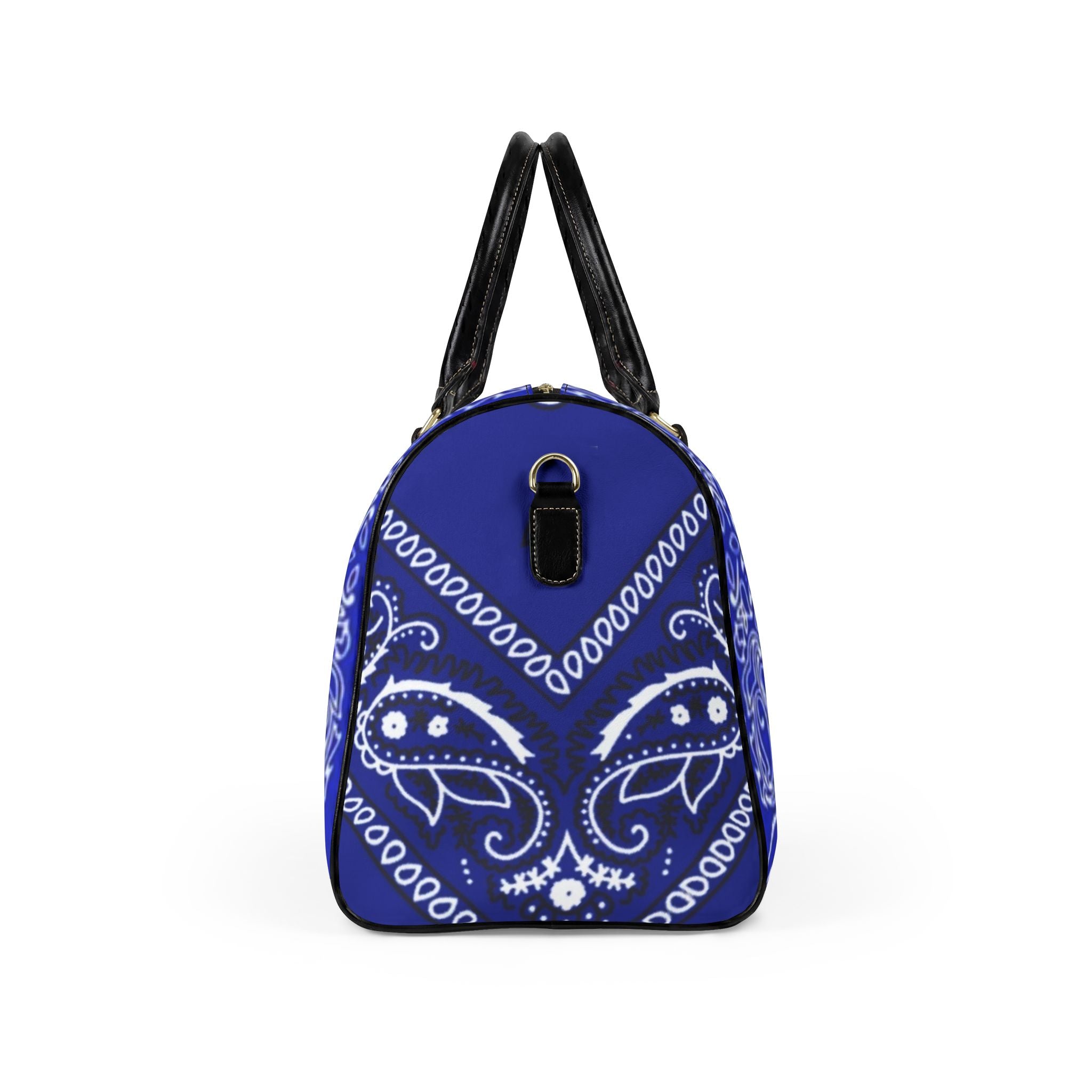 Blue Bandana Duffel with "The Plug Clothing Co." Accent