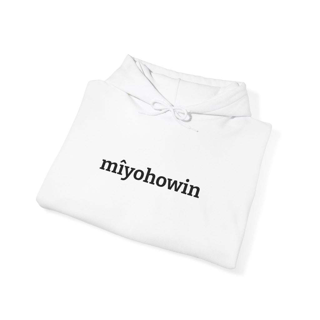 "mîyohowin" Minimalist White Hoodie