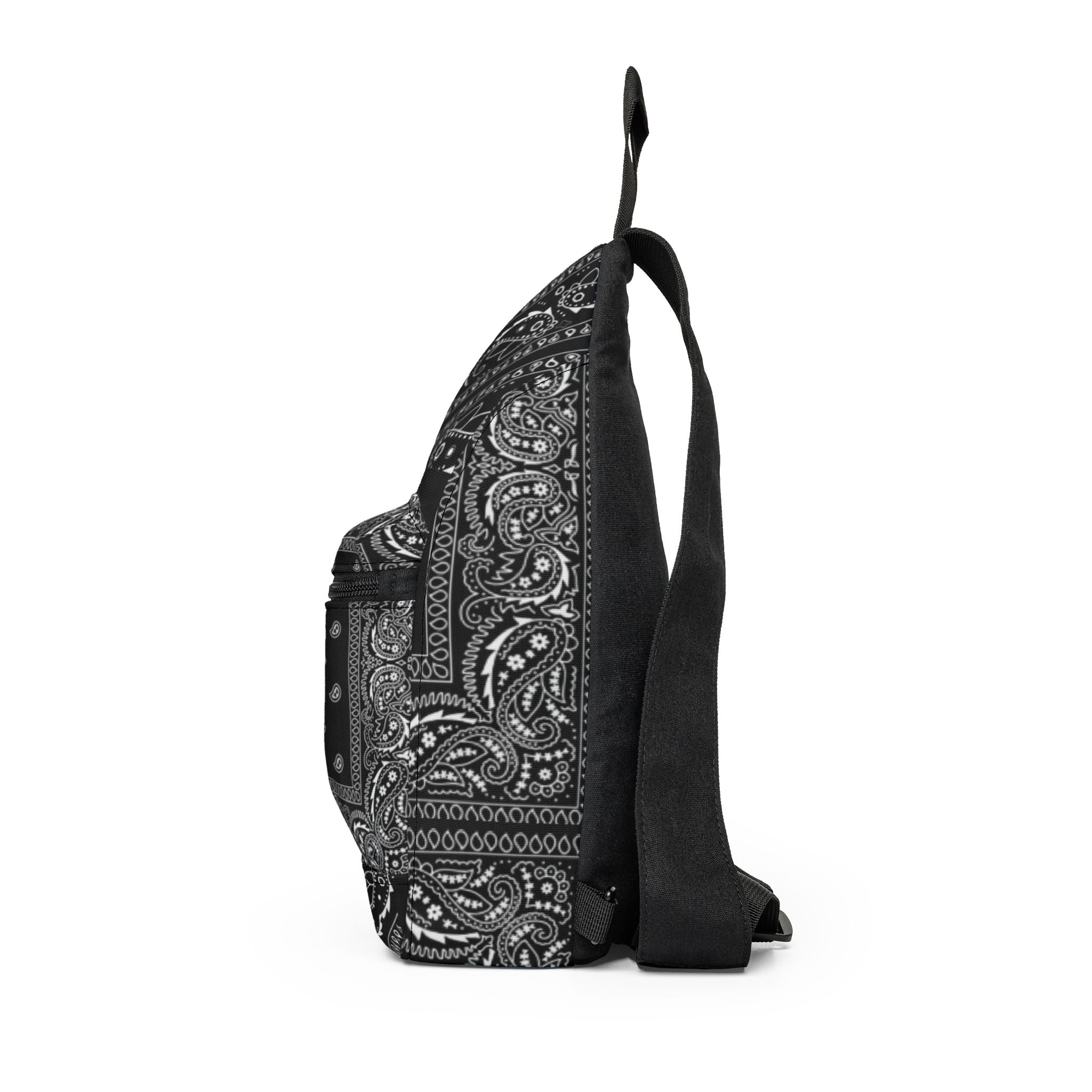Black Bandana Paisley Sling Bag — Crossbody Urban Travel Pack