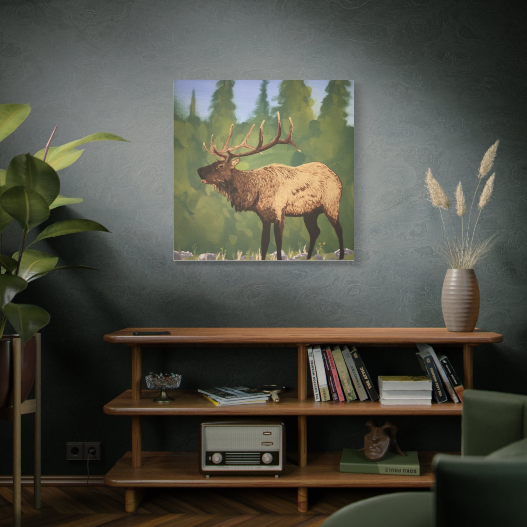 Elk in Forest Matte Canvas Wall Art - Stretched 1.25" Nature Print