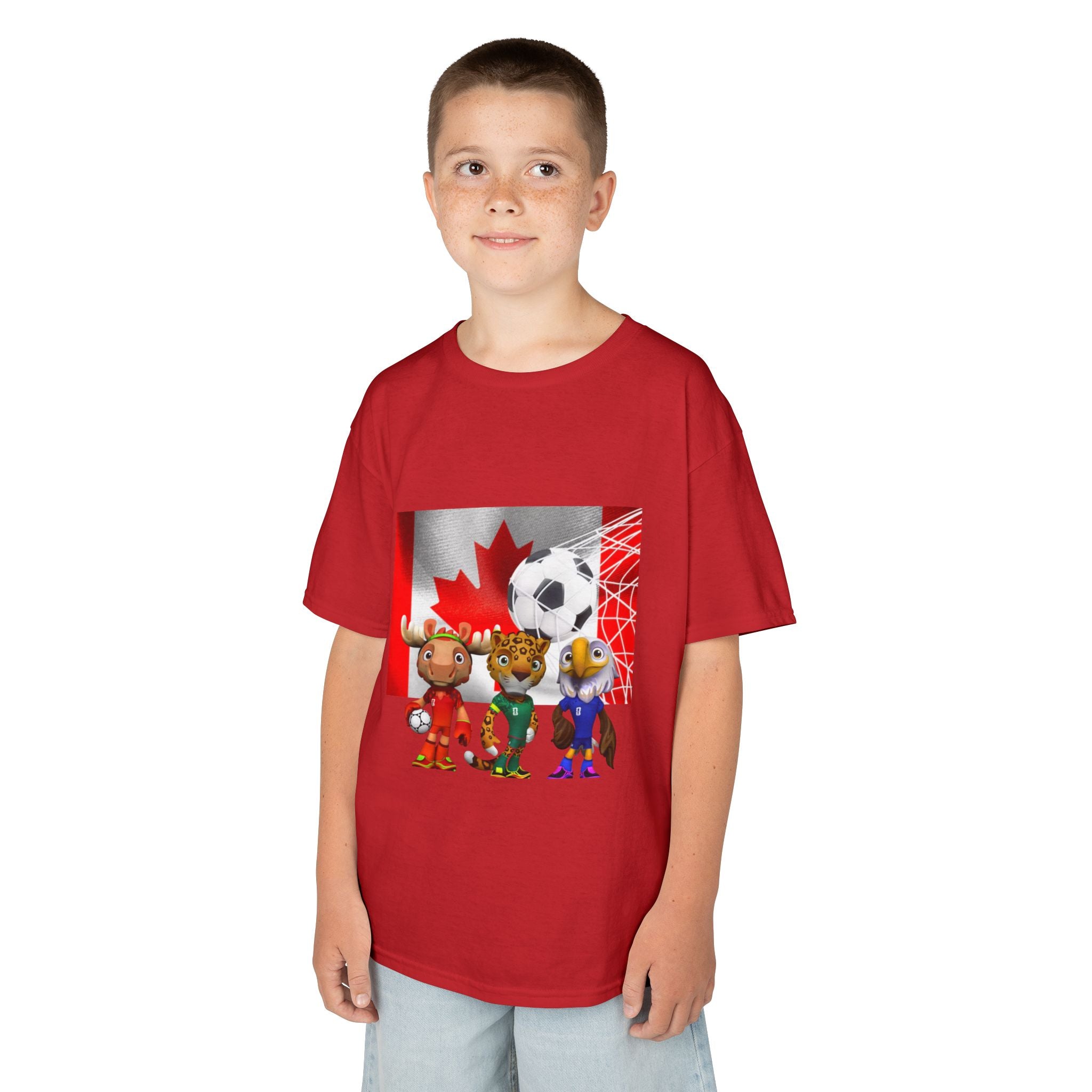 Kids Canada Soccer Mascot T‑Shirt — Cute Team Animal Players