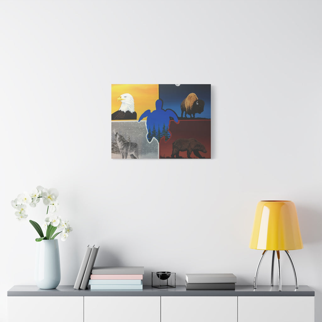 Medicine Wheel Matte Canvas Wall Art — Stretched 1.25" Sacred Native American Symbol