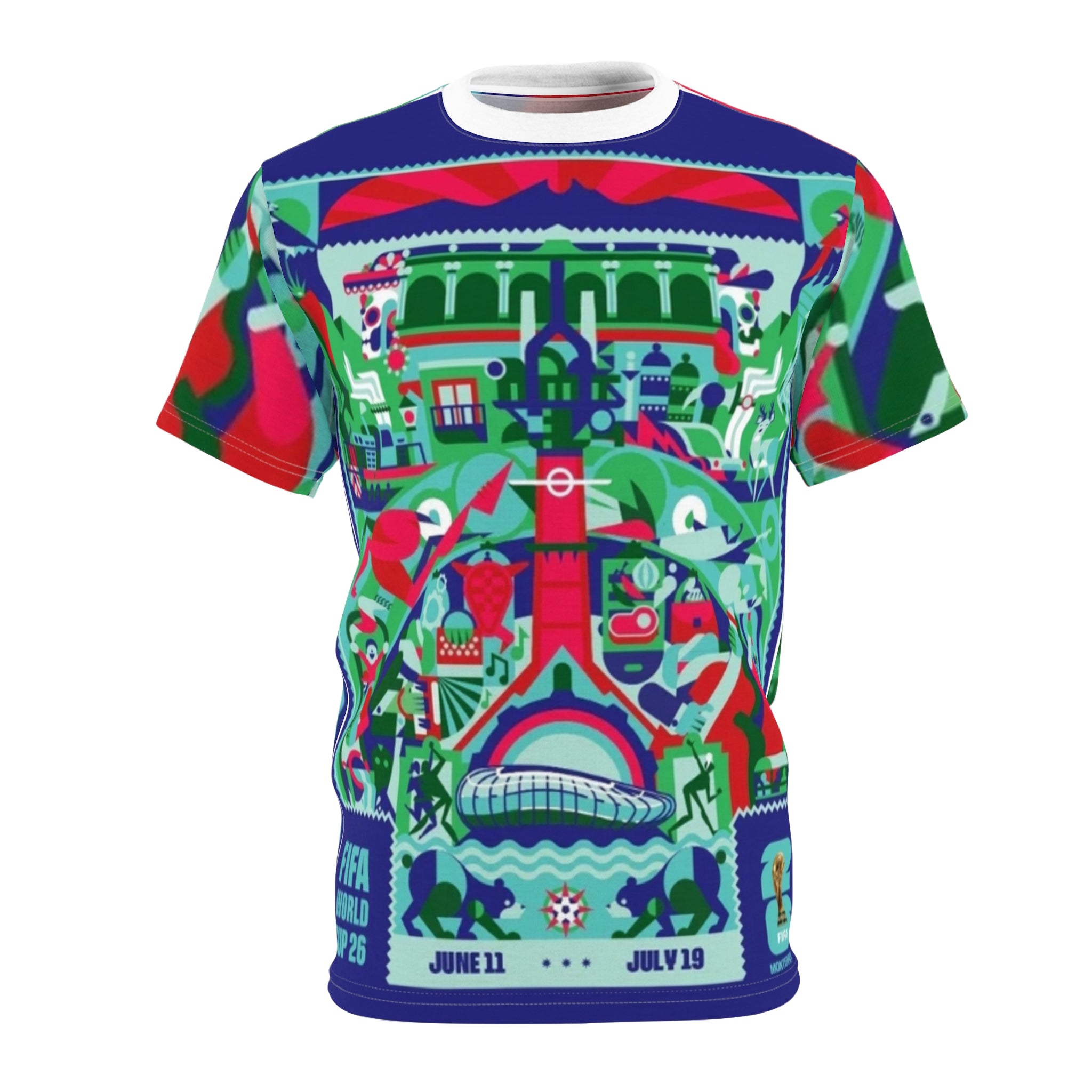 Monterrey City 2026 Soccer World Cup Graphic Tee — Vibrant Stadium & Matchday Poster Design