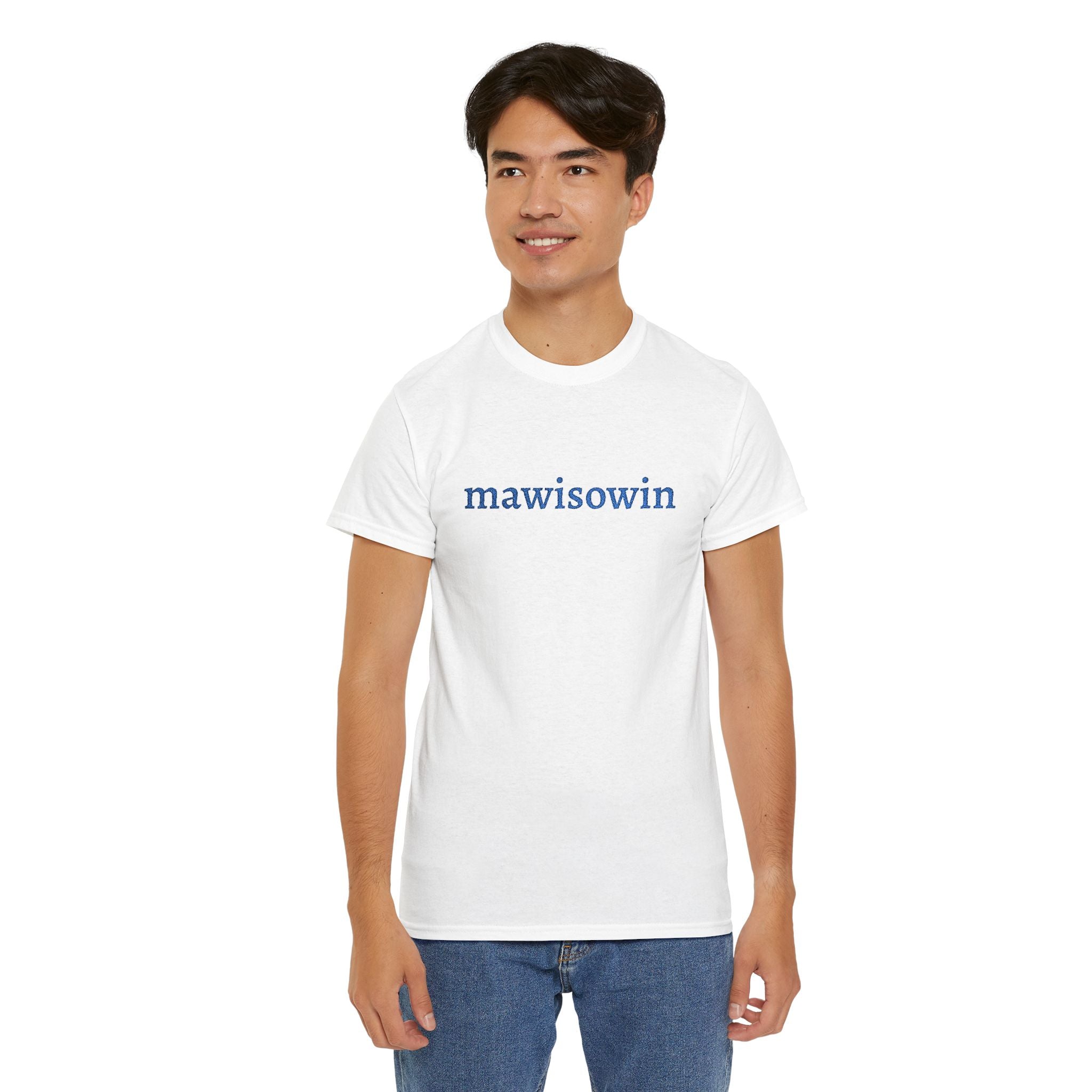 Mawisowin Embroidered Cree Word — Simple Indigenous Phrase