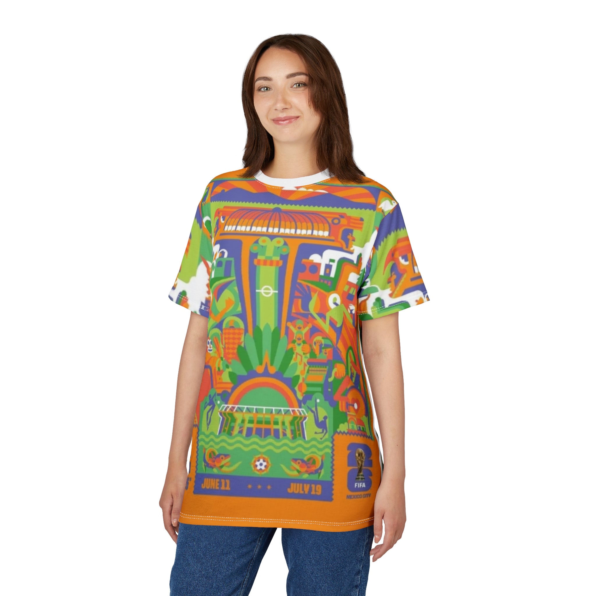 Mexico City FIFA World Cup 2026 Retro Stadium All-Over Print Tee