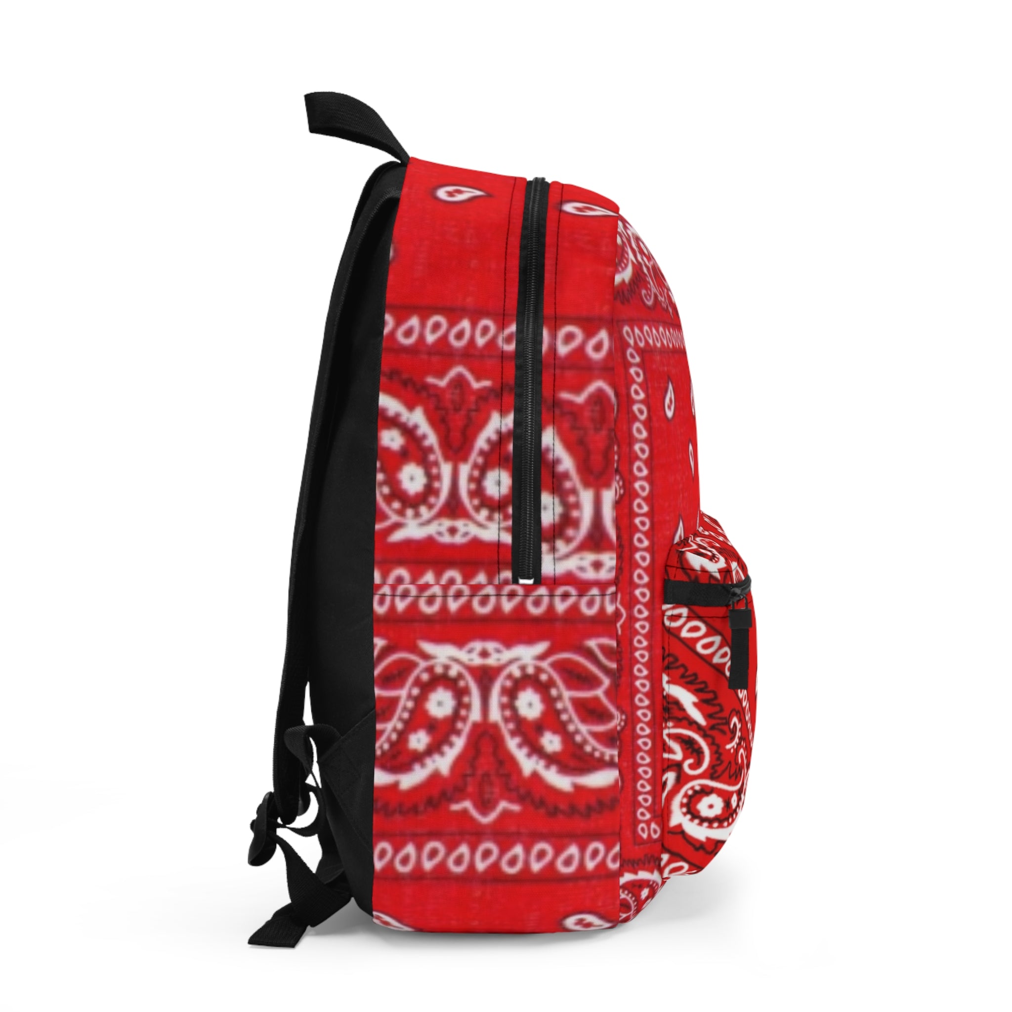 Red Bandana Pattern Backpack – Paisley Print Daypack