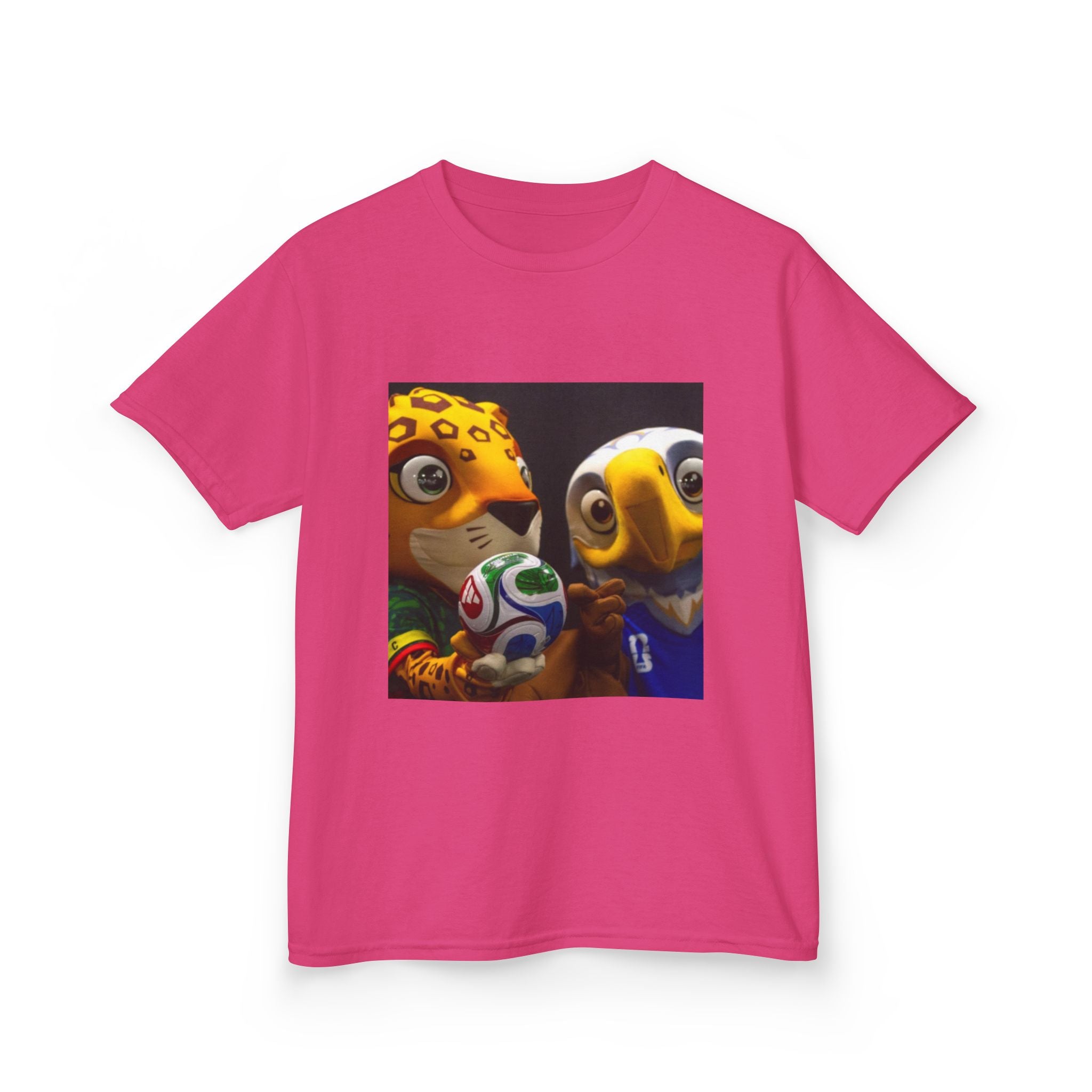 Kids Soccer Mascot T‑Shirt — Cute World Cup Bird & Jaguar Design