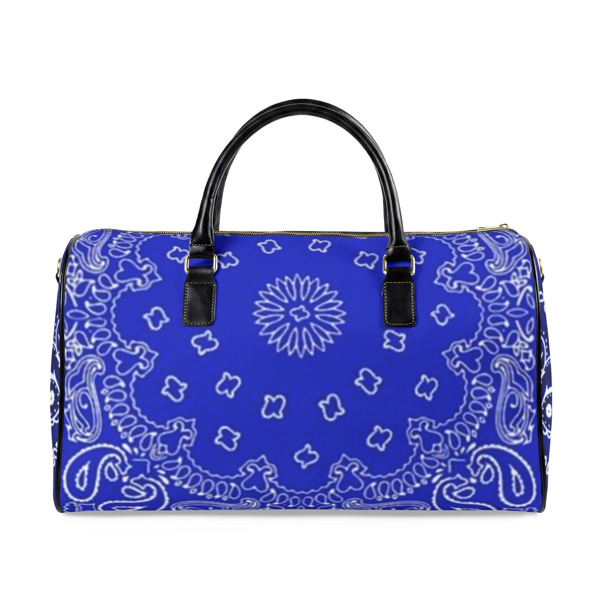 Blue Bandana Duffel with "The Plug Clothing Co." Accent