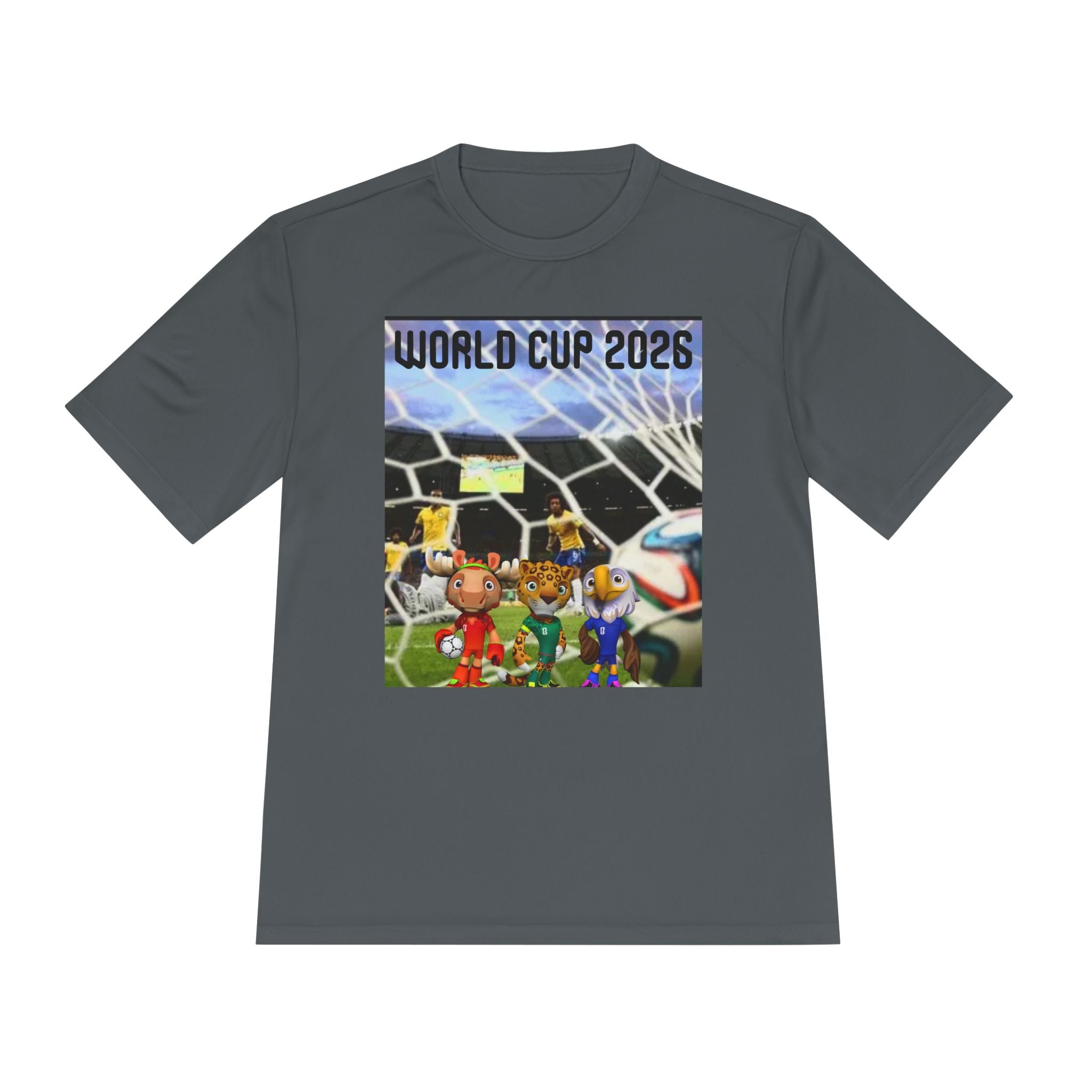 World Cup 2026 Soccer Tee — Cartoon Team Mascots Goal Celebration